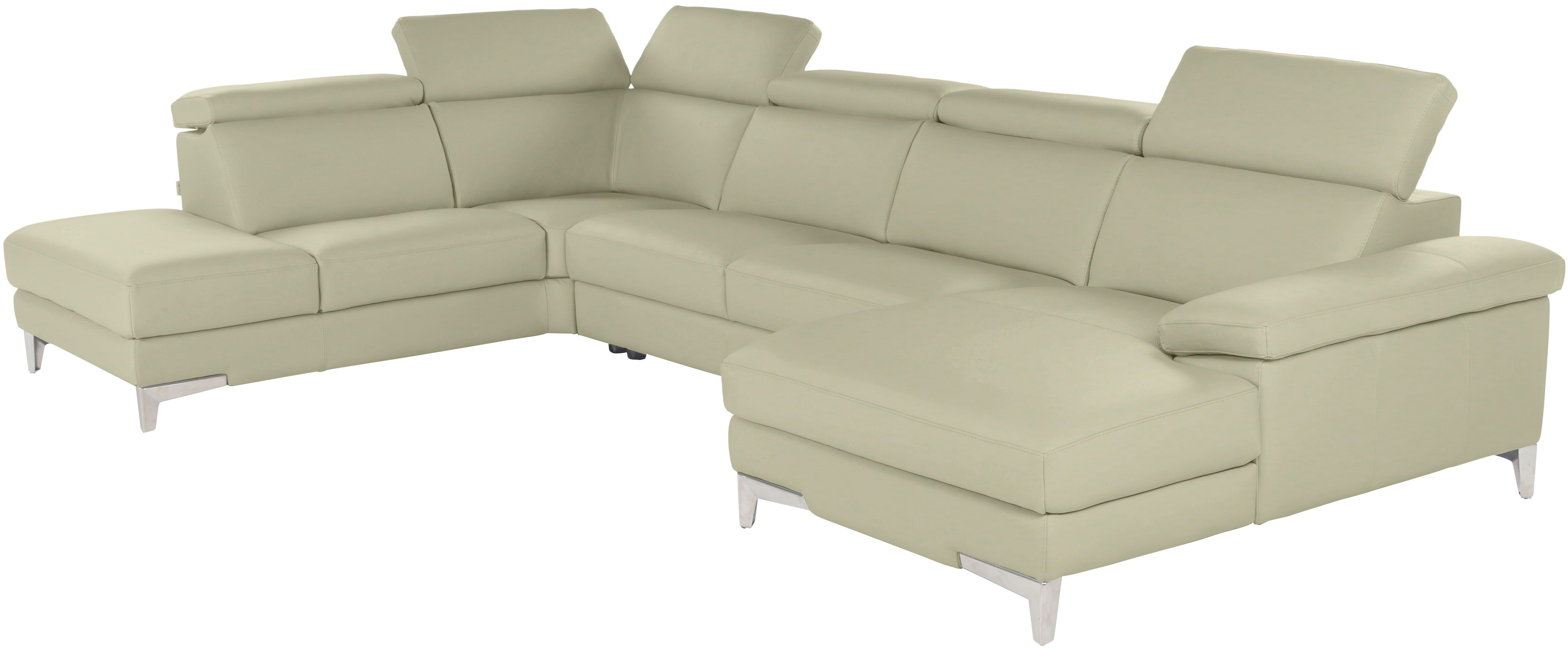 CALIA ITALIA Wohnlandschaft Nove, mit erstklassigem Sitzkomfort, Kopfteilverstellung, U-Form, hochwertiger Lederbezug