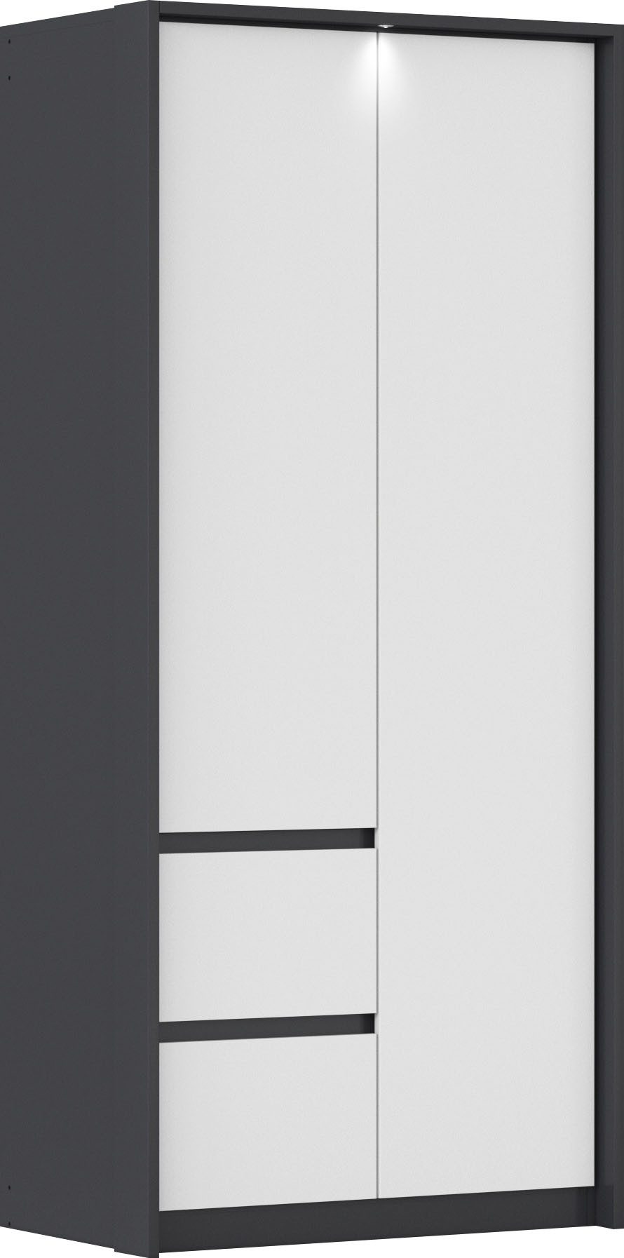 rauch Drehtürenschrank Mainz mit Passepartout optional mit Beleuchtung, Außentüren mit Push-to-Open Funktion