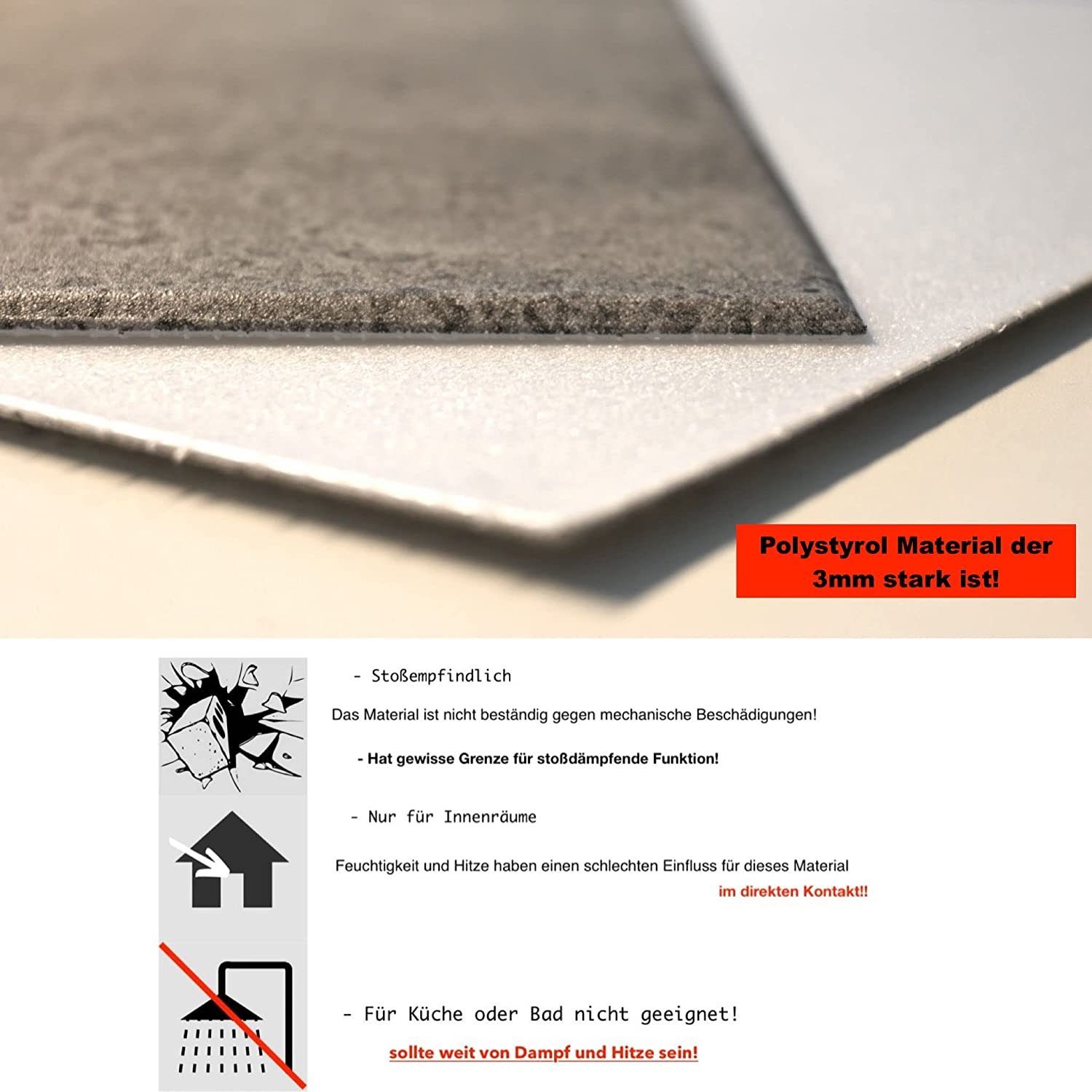 IKHEMalarka 3D Wandpaneel aus Polystyrol Styropor XPS Holzoptik, 0,25 qm, Paneelen für Decken Wand 50x50cm 3mm Stärke