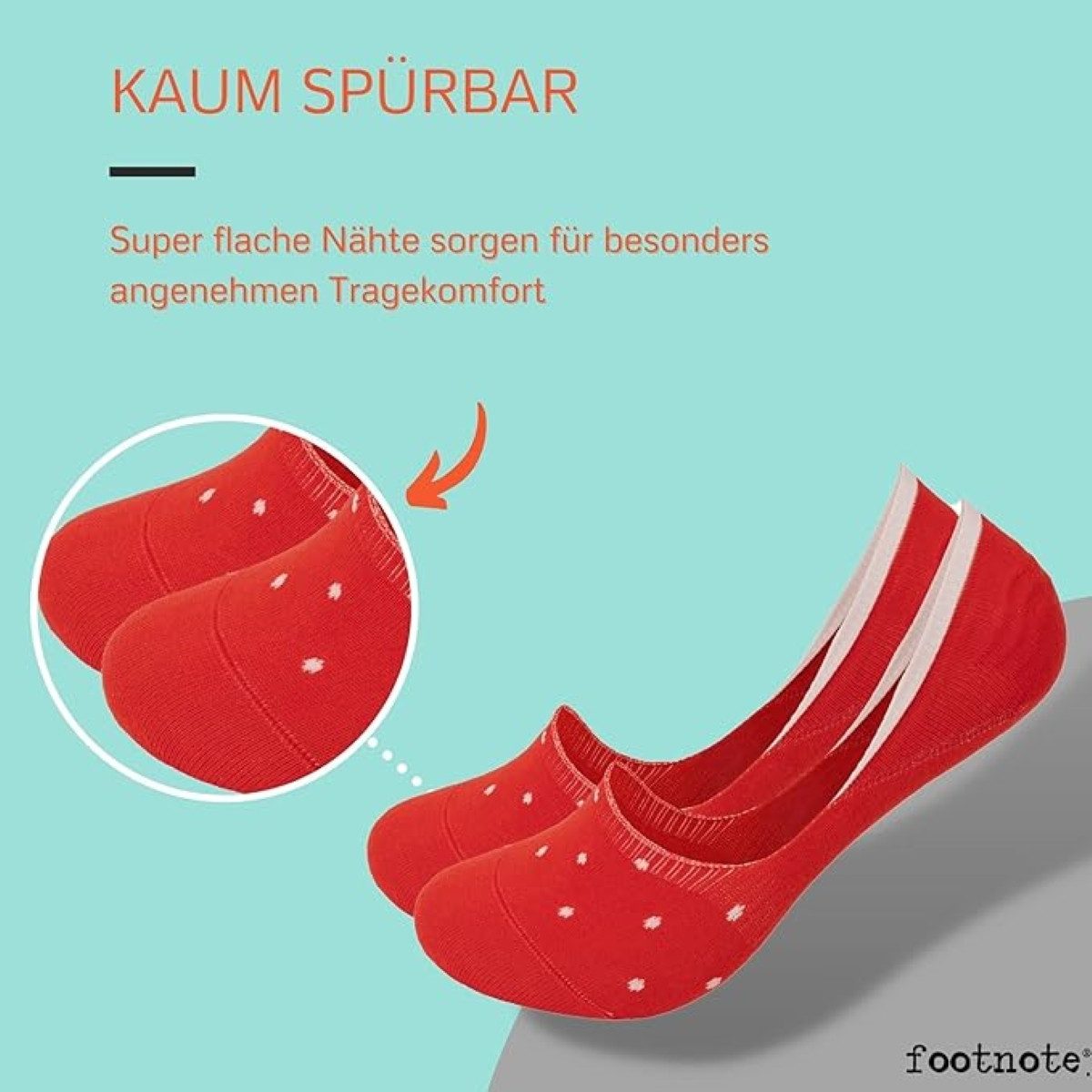 FOOTNOTE Füßlinge Reeve/39-42/rot (8-Paar) unsichtbare Low Cut Sneakersocken, Invisible Socks mit Silikon