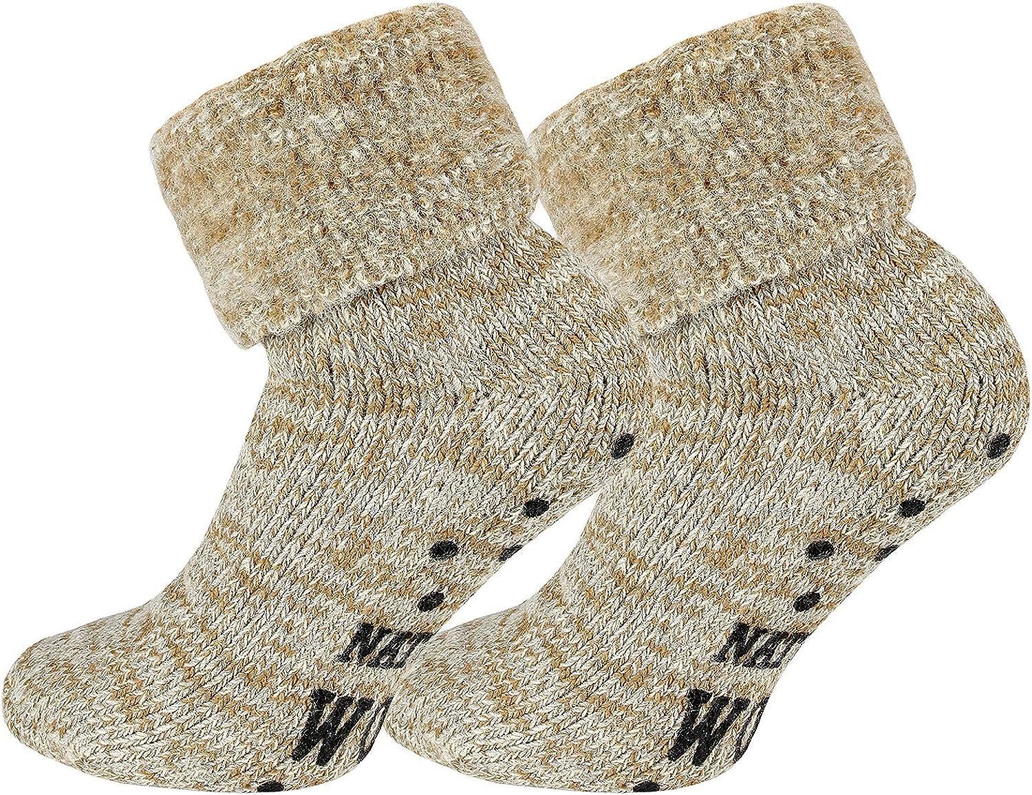 Wintersocken ABS-Socken 24 mit Wollsocken TippTexx 2 Beige Stoppersocken Innenfrottee ABS Paar