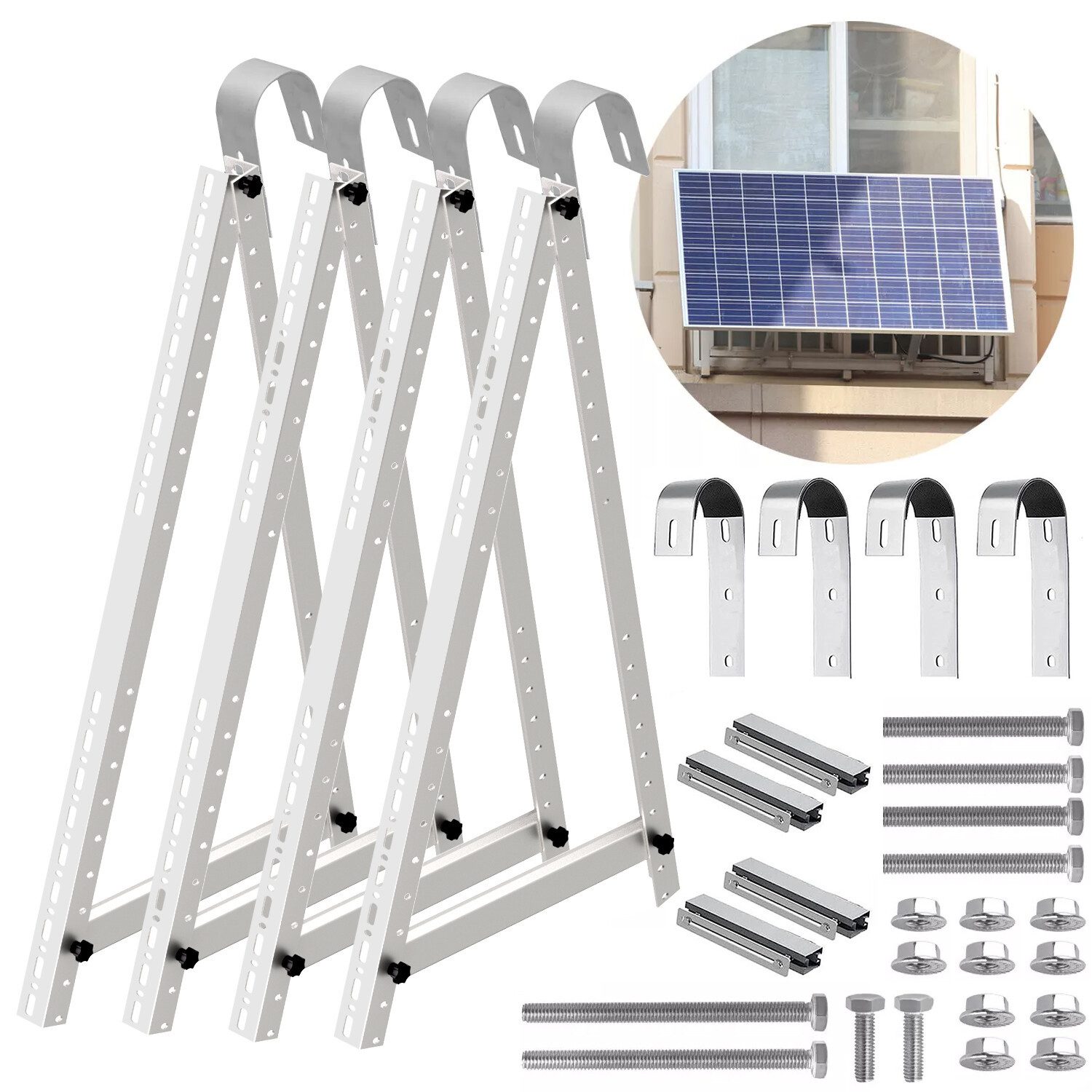 GLIESE Solaranlage 4X PV Halterung 114cm Solarmodul Balkonkraftwerk, (4-St., 2x Solarmodul Halterung inkl. Befestigungsmaterial), für Flachdächern Balkon Wohnmobile Boote