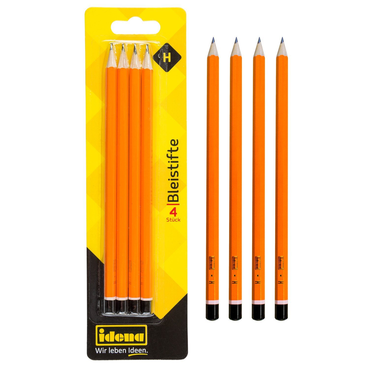 Idena Bleistift Idena 20014 - Bleistift, Härte H, 4 Stück, grau
