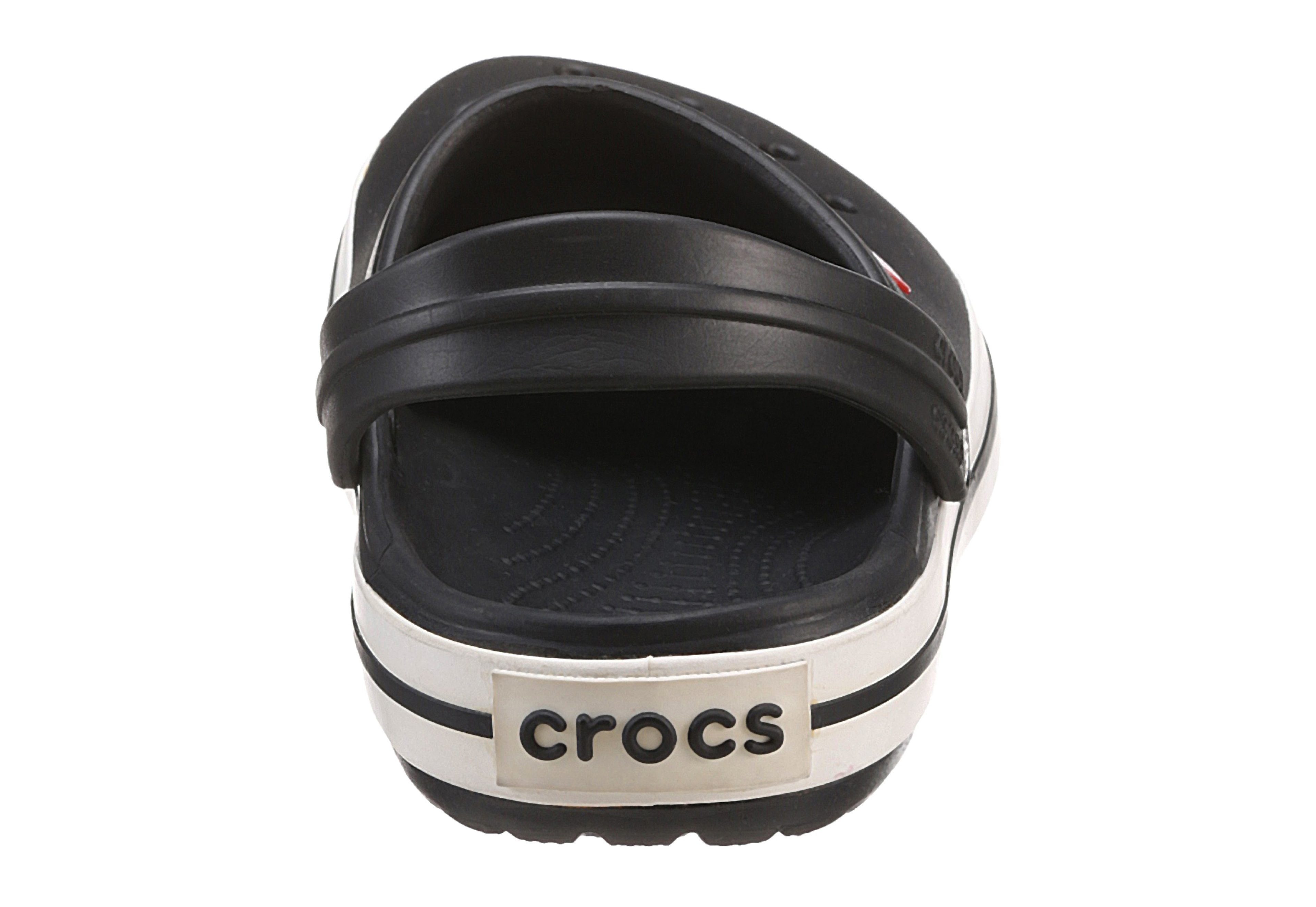 Crocband schwarz-weiß Laufsohle Clog mit Crocs farbiger