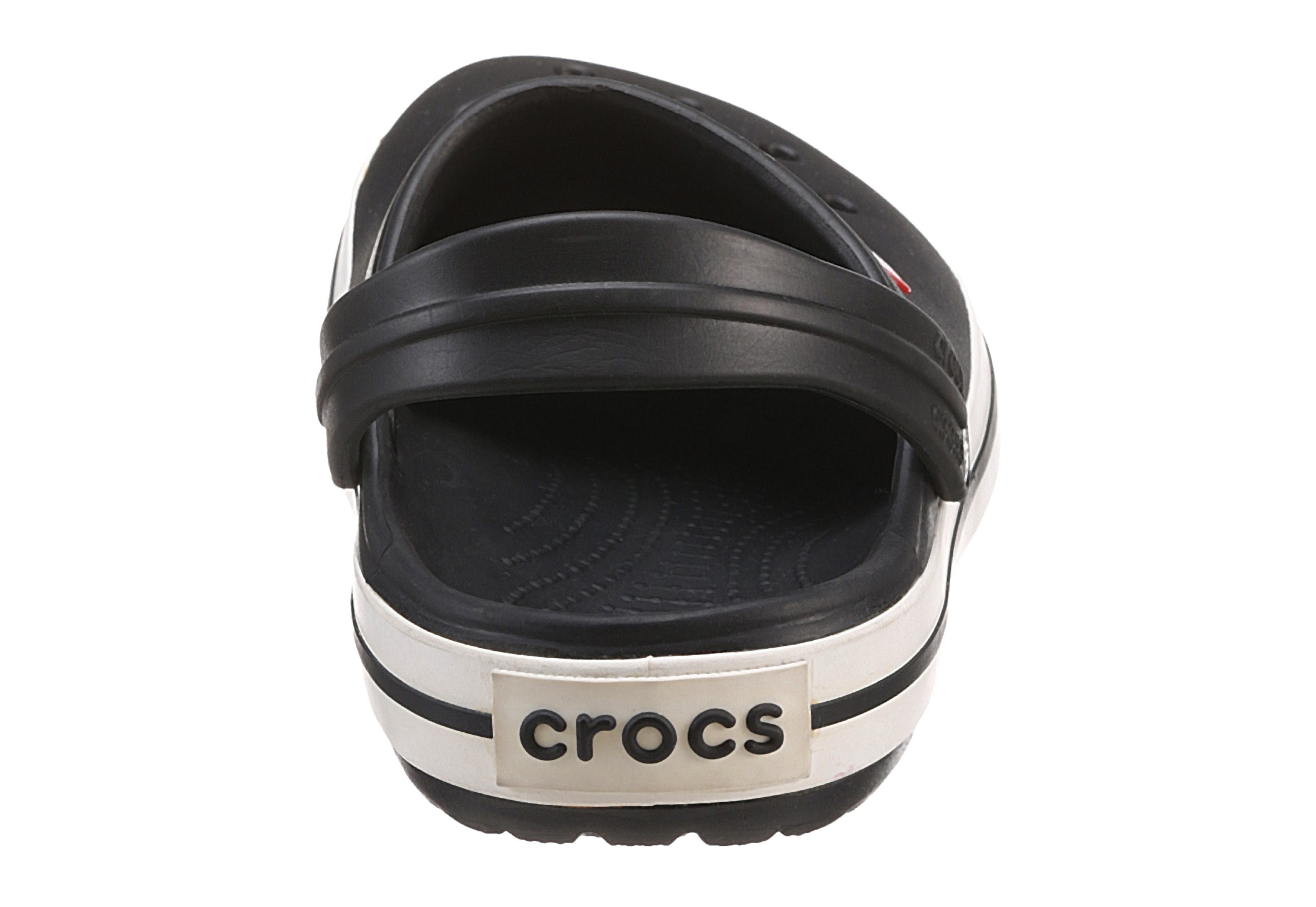 farbiger Crocband schwarz-weiß Clog mit Laufsohle Crocs