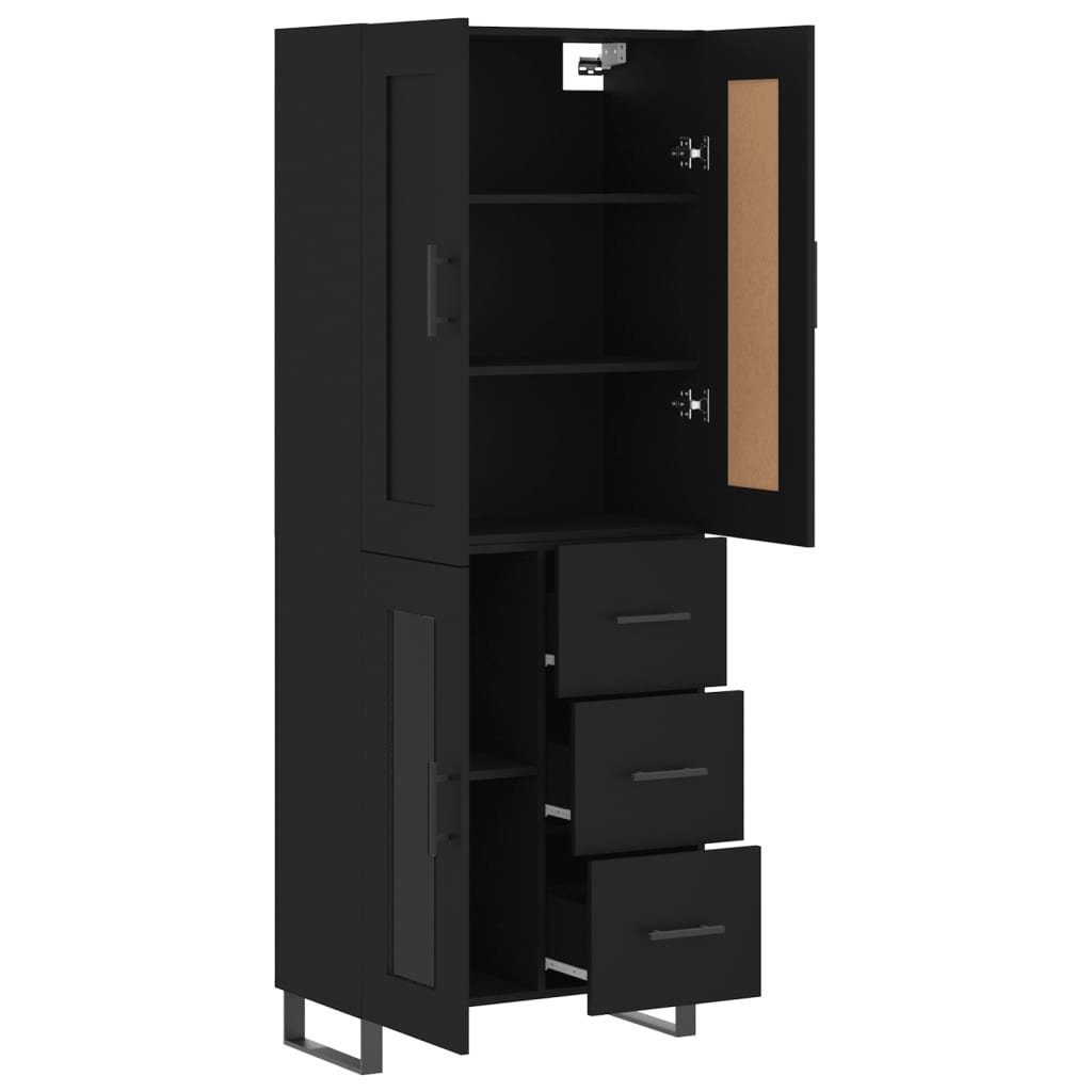 vidaXL Holzwerksto Schrank Regal Schwarz cm 69,5x34x180 Kleiderschrank Hochschrank Highboard