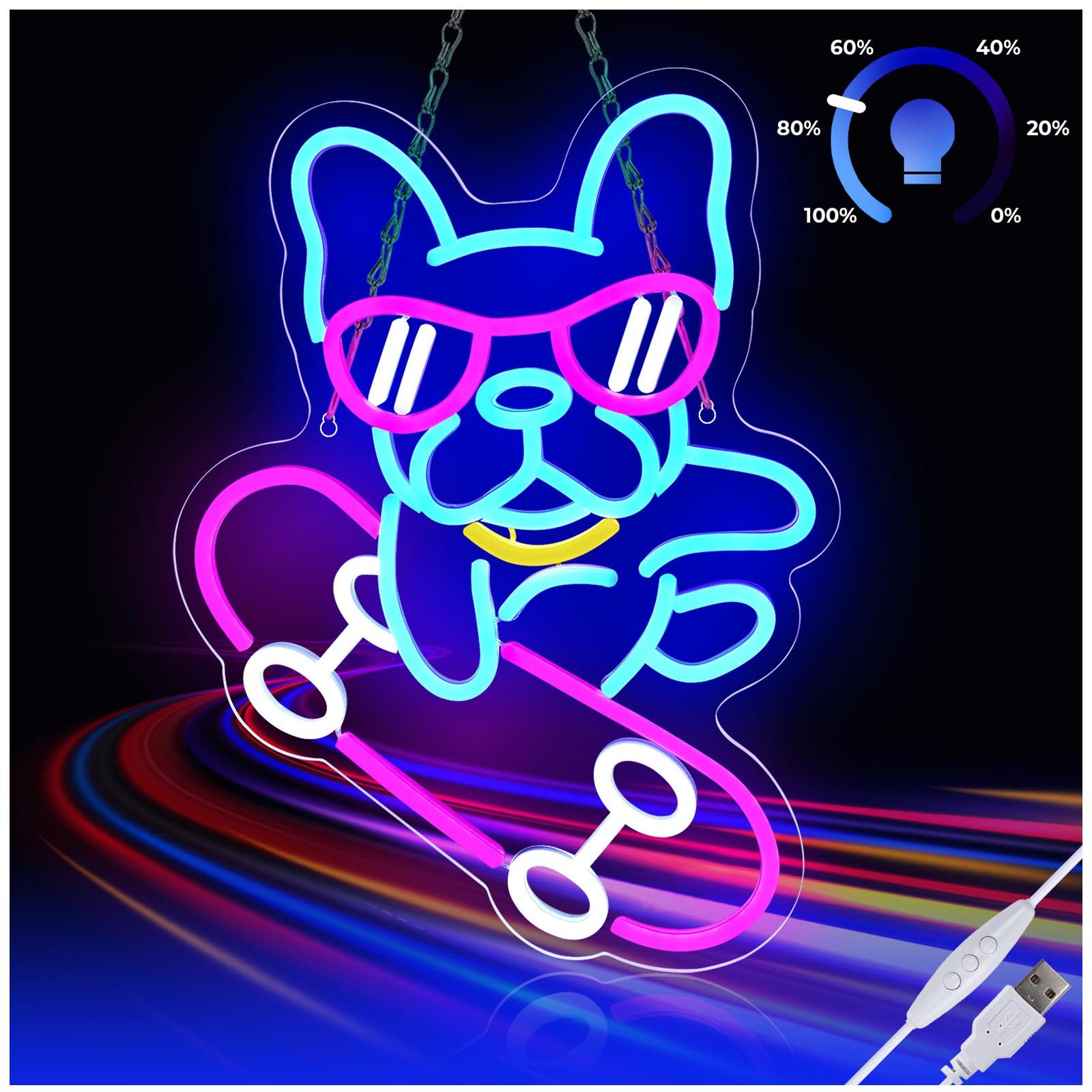 MUPOO LED Dekolicht LED-Neonschild,Dackel Skateboard Hund,LED Neon Sign Acr günstig online kaufen