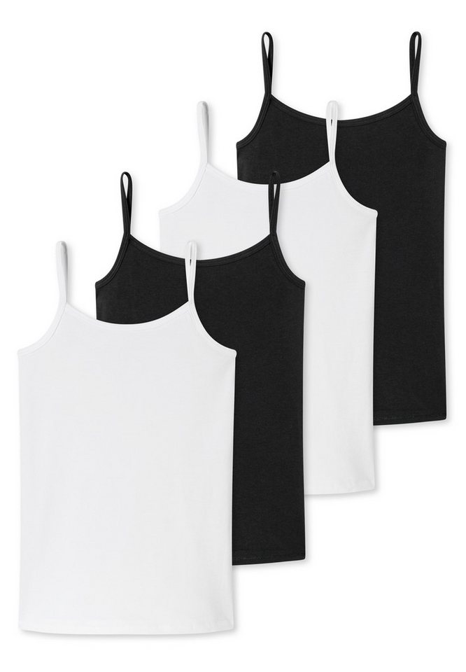 Schiesser Unterhemd 4er Pack Teens Girls 95/5 Cotton (Spar-Set, 4-St) Spaghetti Top - Baumwolle - Bequemer Mini Slip für besten Komfort