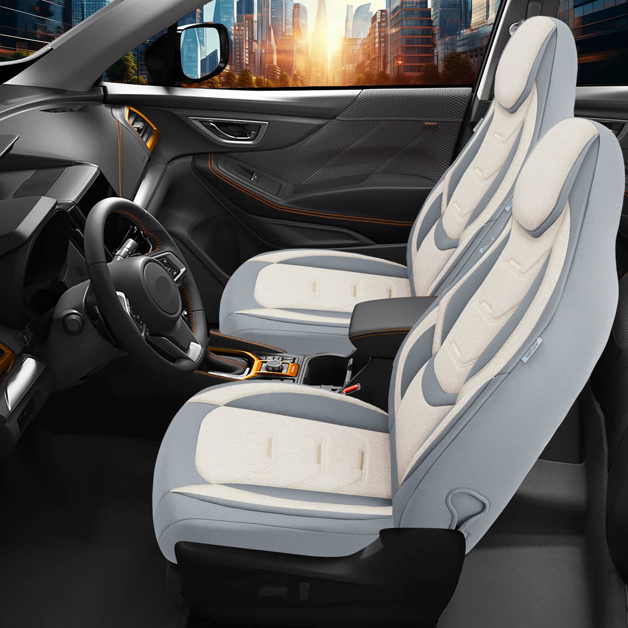 BREMER SITZBEZÜGE Autositzbezug für Toyota Corolla E12 Bj 2001-07 (H3), Set, Schonbezüge Sitzbezüge Fahrer und Beifahrer, in Grau/Beige