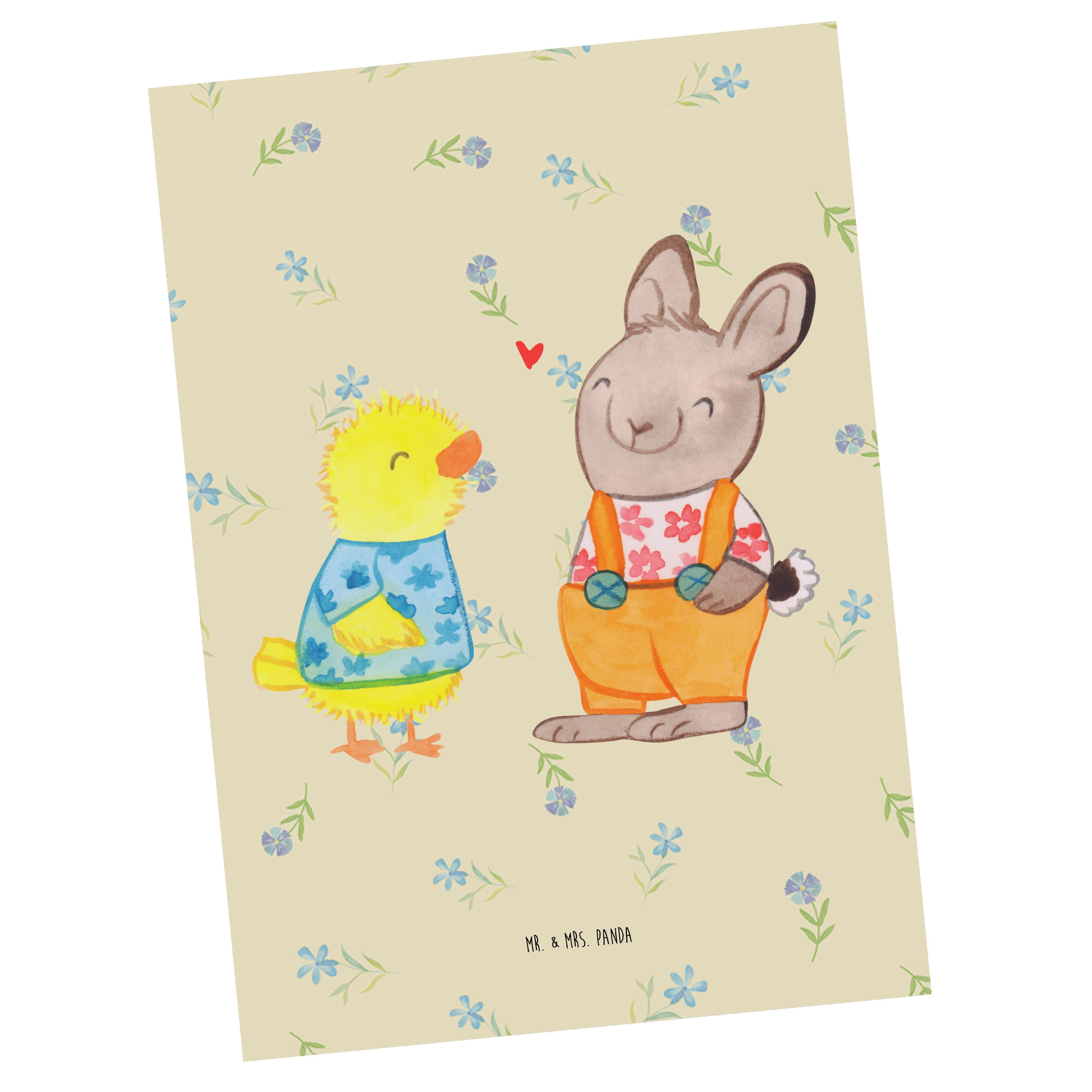 Mr. & Mrs. Panda Postkarte Ostern Freundschaft - Blumig - Geschenk, Einladung, Ostereier, Oster, Matte Rückseite