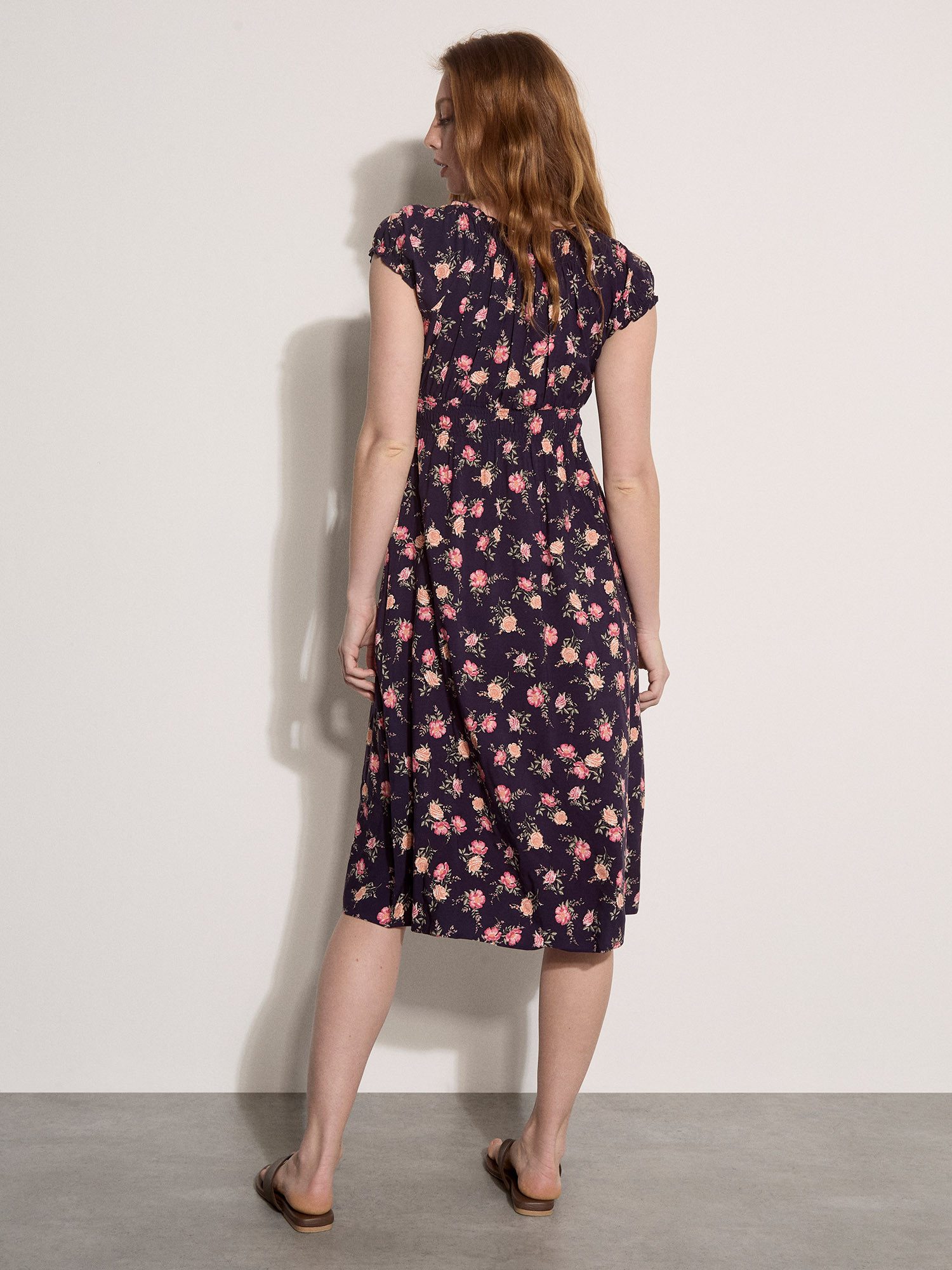Apricot Midikleid Vintage Milkmaid Midikleid mit Smokdetails