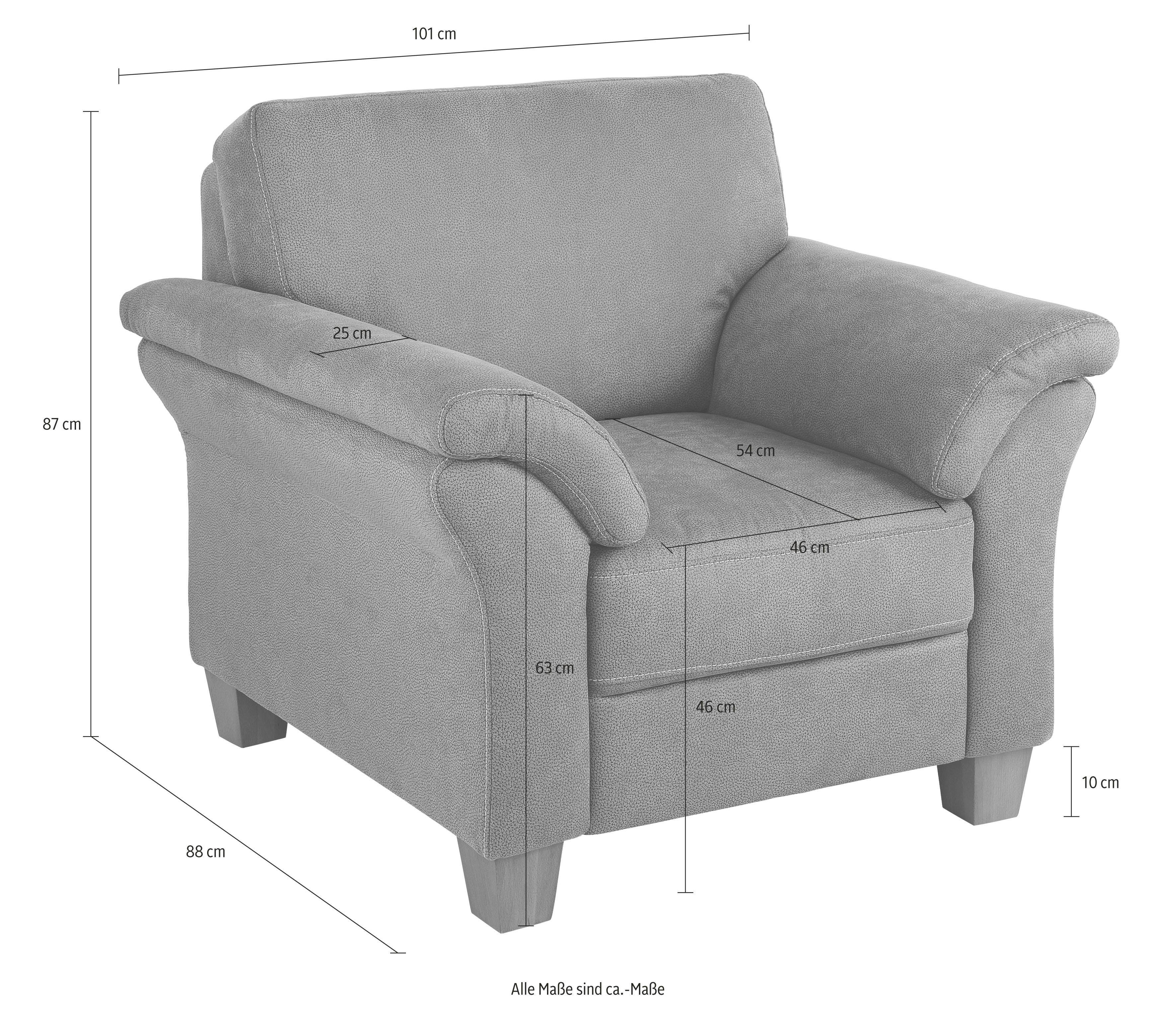 Home affaire Sessel Borkum, B: 101cm, mit Federkern