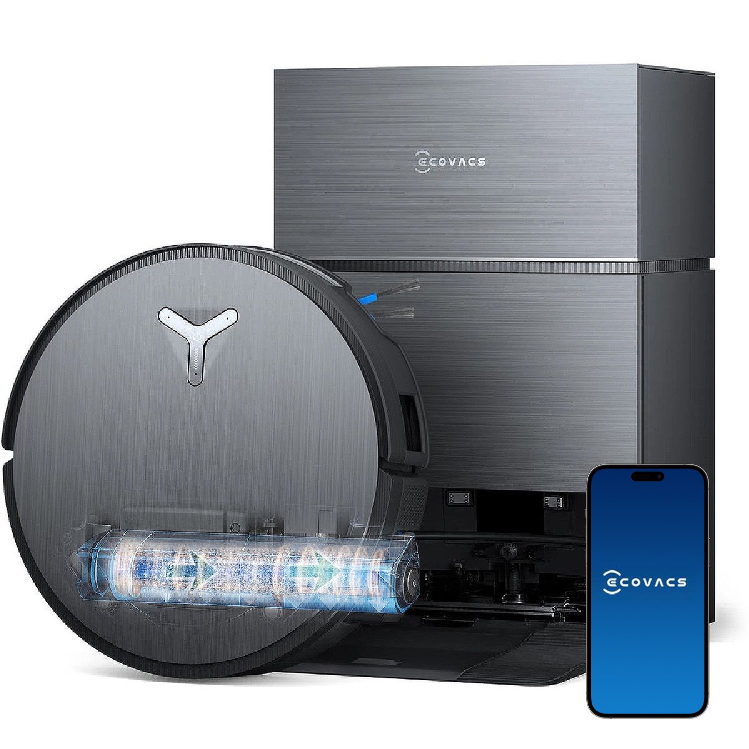 ECOVACS Saugroboter X11 Pro Omni, 19500 Pa, 75°C-Heißwasser-Wäsche mit Einweichfunktion, 110 W, OZMO Roller 2.0, ZeroTange 3.0, TruEdge 3.0, Heißlufttrocknung bei 63 °C, Maximale Steigfähigkeit 4 cm Höhe