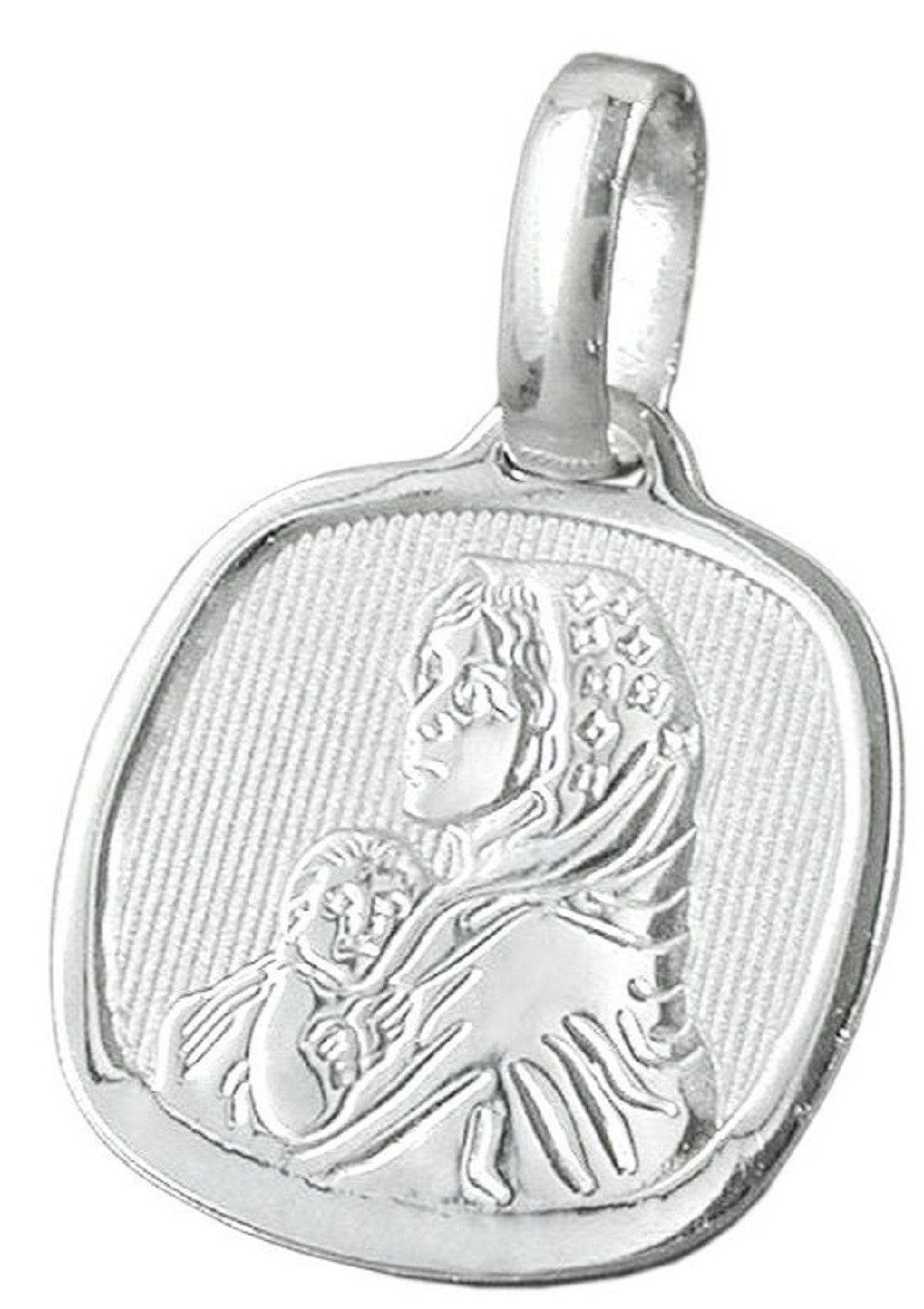 unbespielt Kettenanhänger Anhänger Maria mit Jesuskind glänzend 925 Silber inkl. Schmuckbox, Silberschmuck für Damen und Herren