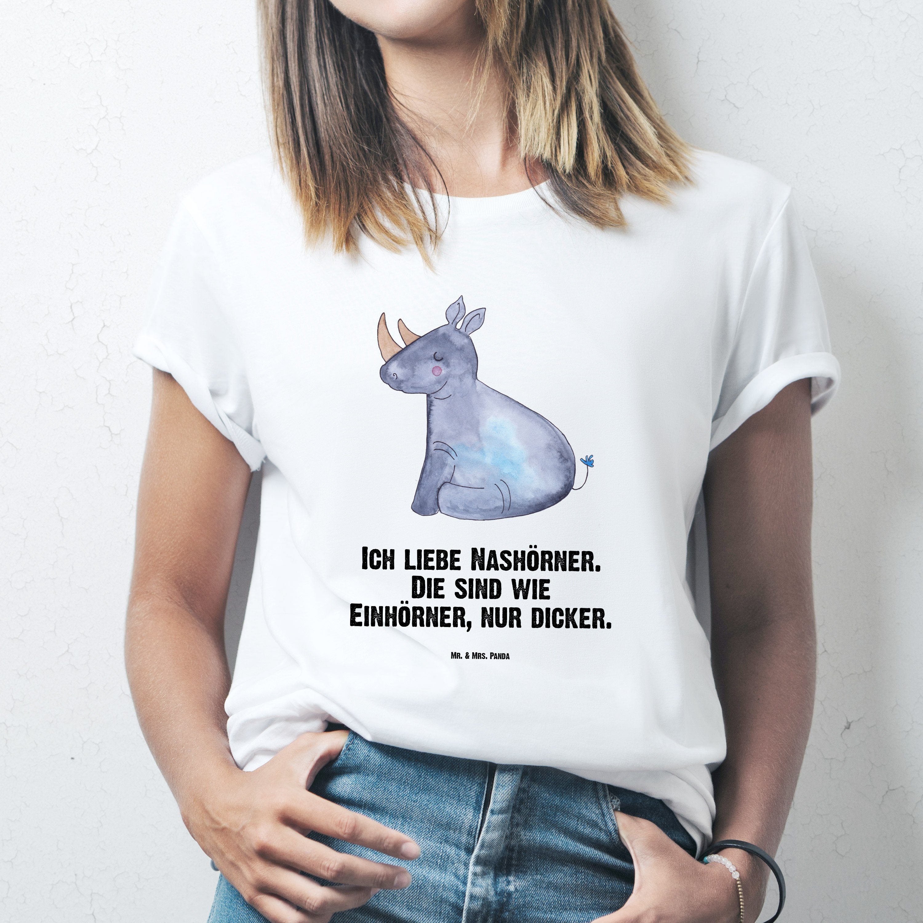 ᐅ Mr. & Mrs. Panda TShirt Einhorn Nashorn Weiß Geschenk, Nashörner