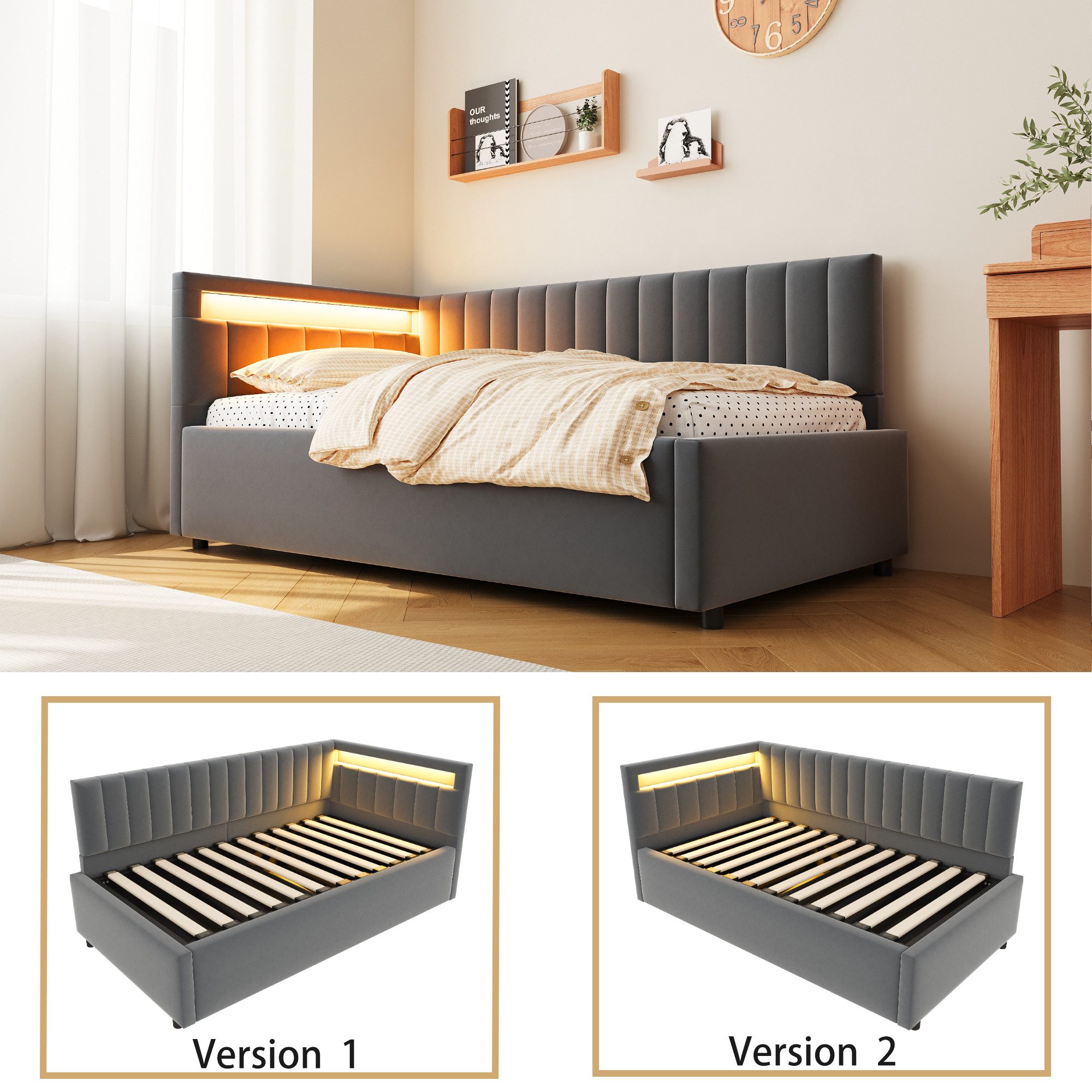 OKWISH Schlafsofa Polsterbett Stauraumbett, Kinderbett mit günstig online kaufen