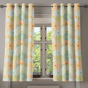 Gardine Dekorative 2-Panel-Fenstervorhänge für Schlafzimmer Wohnzimmer, Abakuhaus, Pastell Abstrakte Retro Blumen