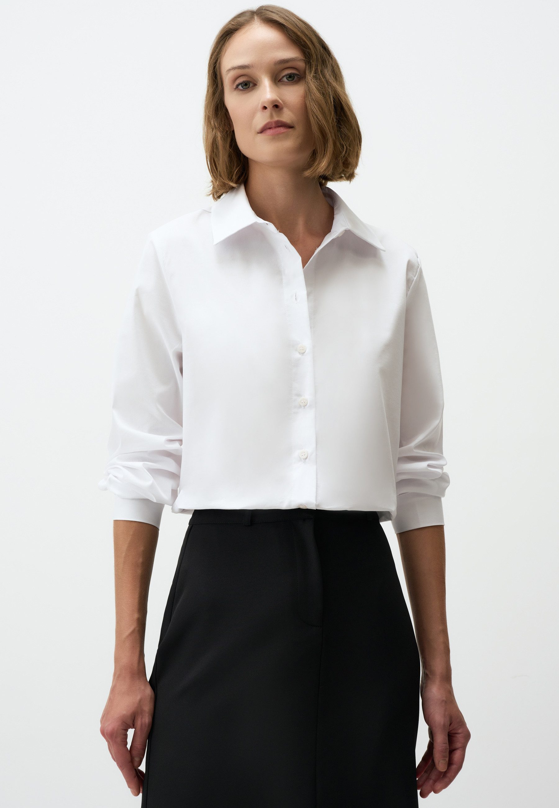 Shirtbluse Klassisches Weißes Button-Up-Hemd