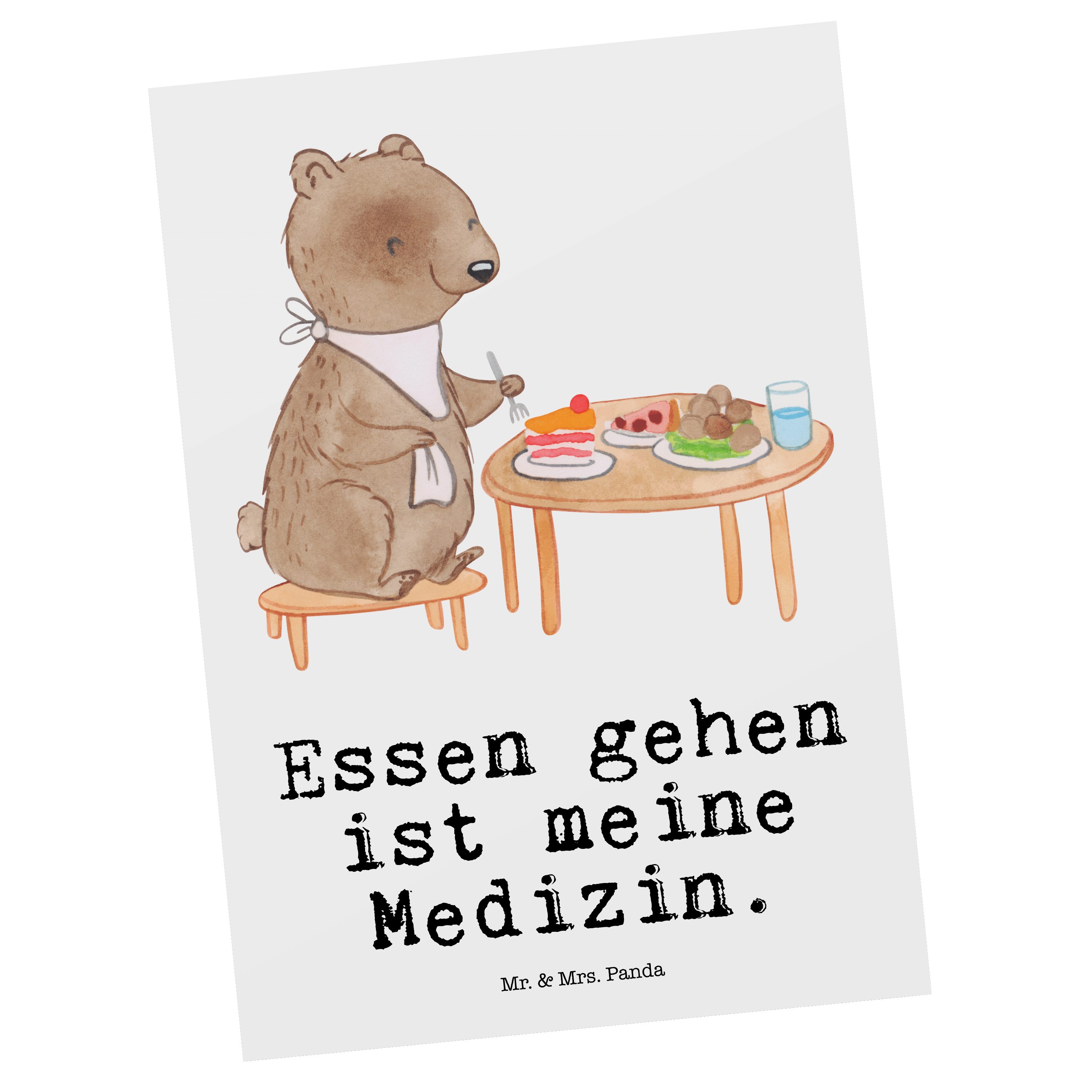 & Mr. - Medizin gehen Sportler, Geschenk, Schenken, Postkarte Panda - Essen Gesche Mrs. Weiß Bär