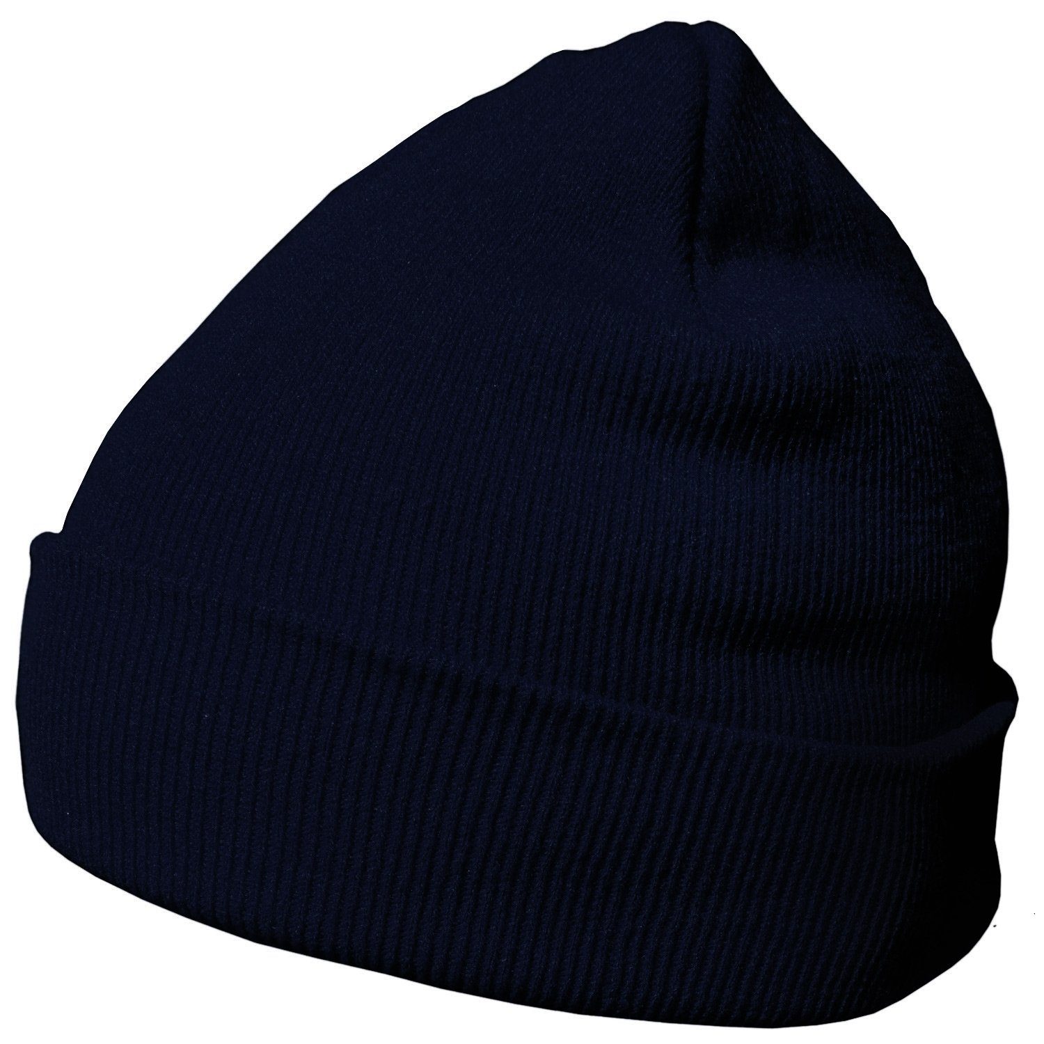 DonDon Beanie Mütze Beanie (Packung, 1-St) Wintermütze, klassisches Design, mit Krempe dunkelblau