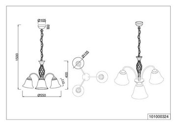 TRIO Leuchten Kronleuchter Kronleuchter, TRIO-Leuchten Kronleuchter RUSTICA (DH 55x150 cm) DH 55x150 cm braun