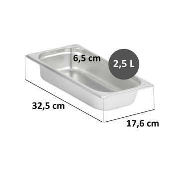 Mahlzeit Thermobehälter GN Behälter 1/3, Höhe 65 mm, Edelstahl Gastronomiebehälter, Edelstahl, für Chafing Dishes