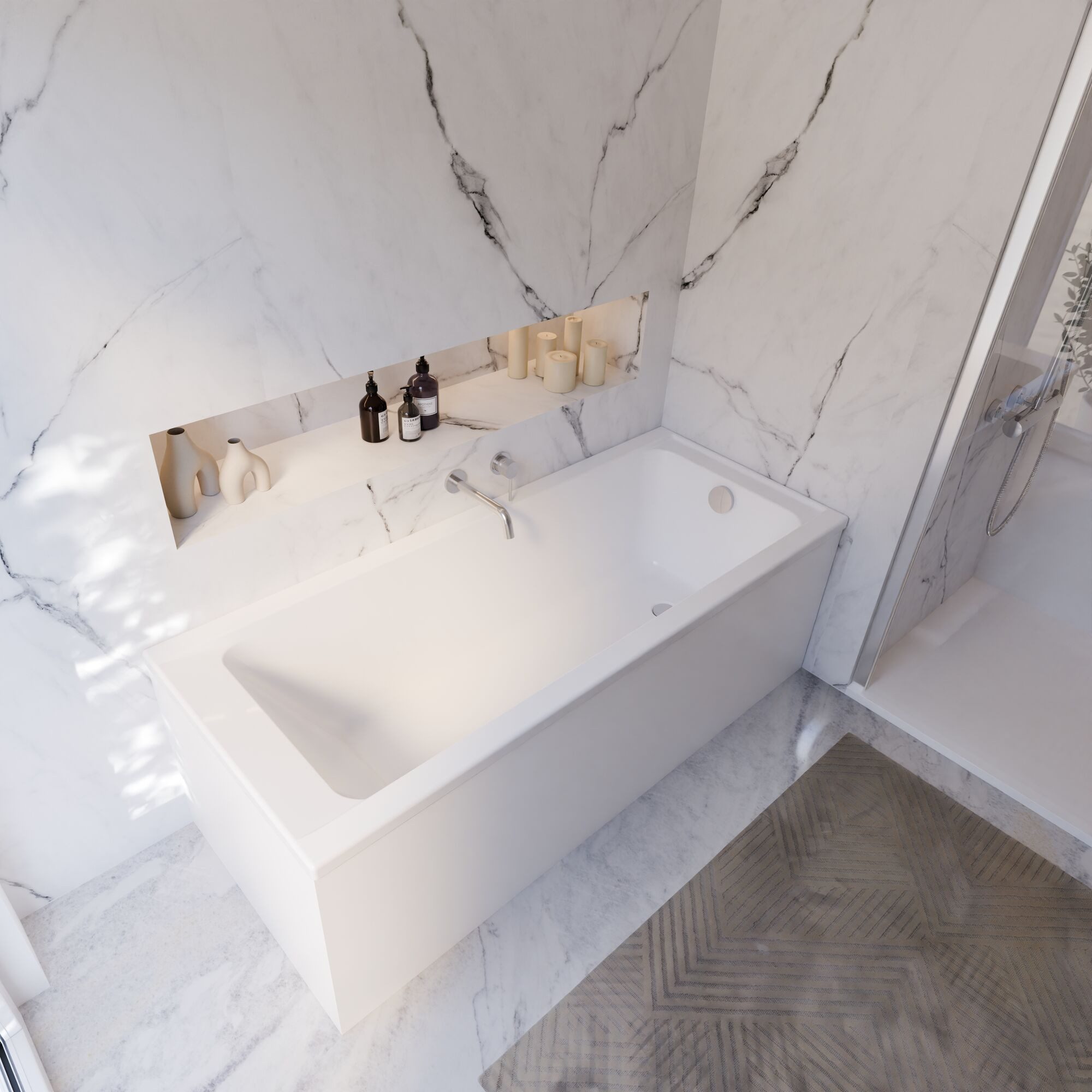 Schulte Badewanne Como, 170x70 cm, weiß, Acryl, Komplett Set