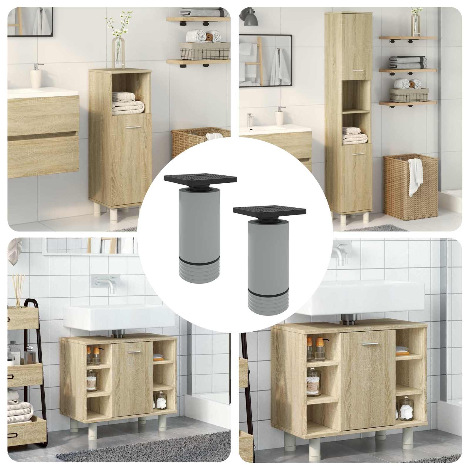 vidaXL Möbelfuß, Möbelbeine Verstellbar 2 pcs Weiß 64 x 64 x 100 mm PP