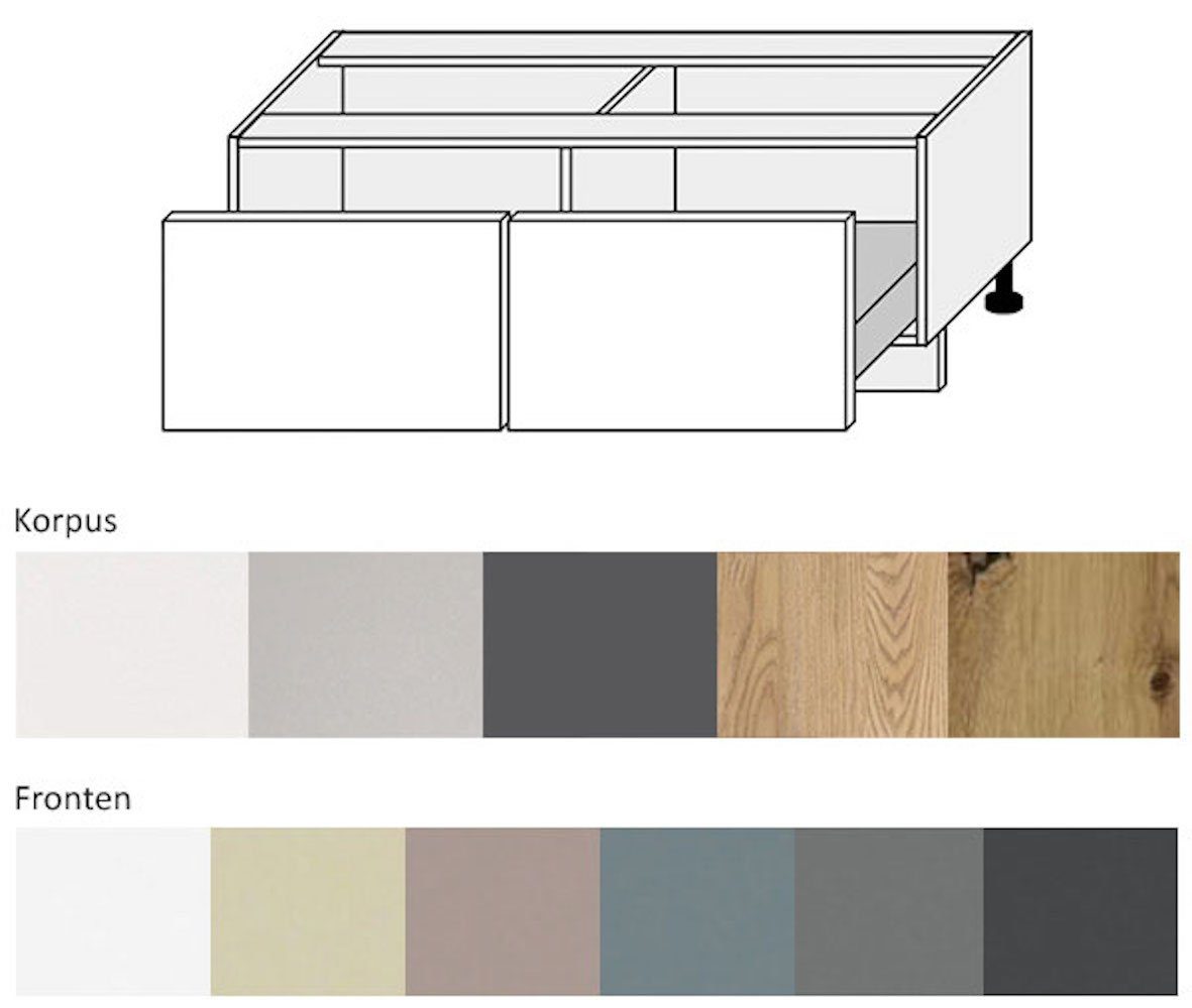 Feldmann-Wohnen Unterschrank Kvantum 120cm Front- und (Vollauszug) 2 matt wählbar graphit Schubladen Korpusfarbe mit