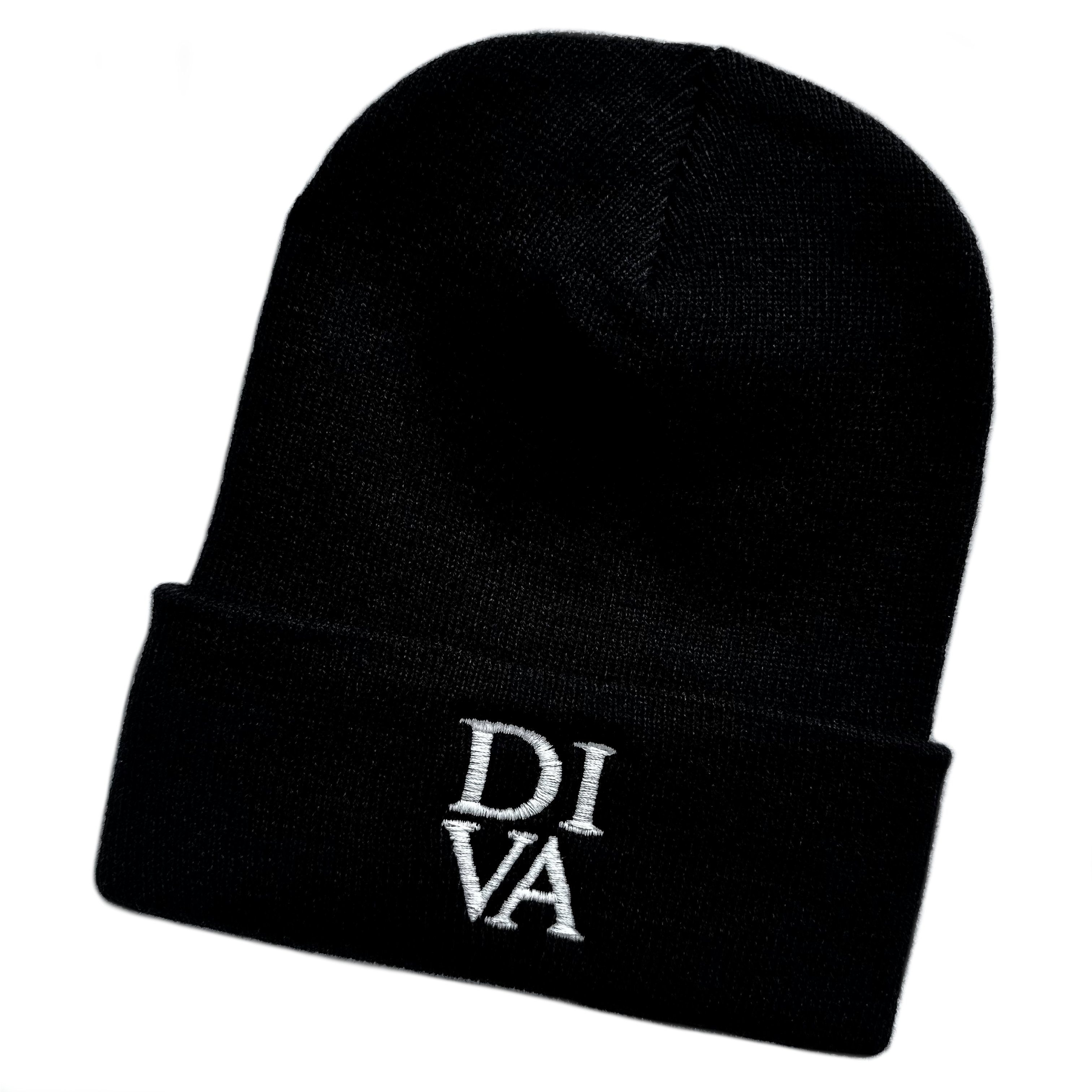 Umschlag Streetwear (Strickmütze Beanie Unisex bestickt Wintermütze Spruch mit Diva Mütze) Schnoschi breitem