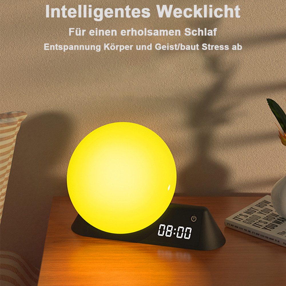 Luckice Tageslichtwecker Bluetooth-Lautsprecher-Schreibtischlampe mit weißem Rauschen Enthält 12 Naturgeräusche und 3 Einschlafhilfen.