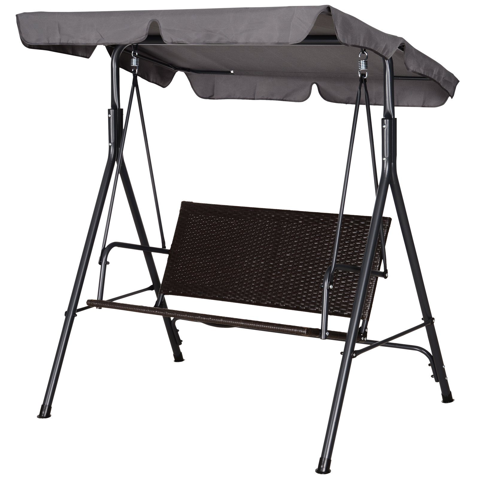 Outsunny Hollywoodschaukel mit Verstellbares Sonnendach, Rattan, günstig online kaufen