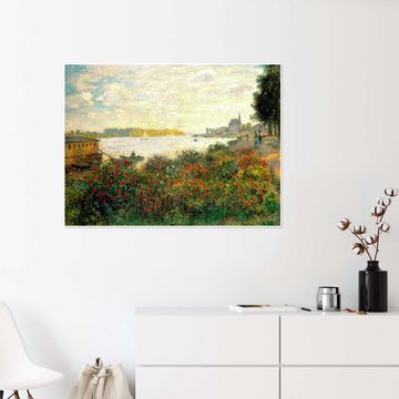 Posterlounge Poster Claude Monet, Rote Blumen am Ufer der Seine bei Argenteuil, Wohnzimmer Malerei