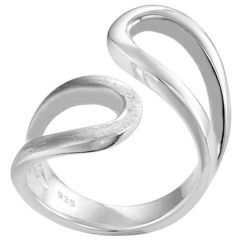 Vinani Silberring, Vinani Ring Schlaufen Design geschwungen gebürstet glänzend massiv offen Sterling Silber 925 2RSL