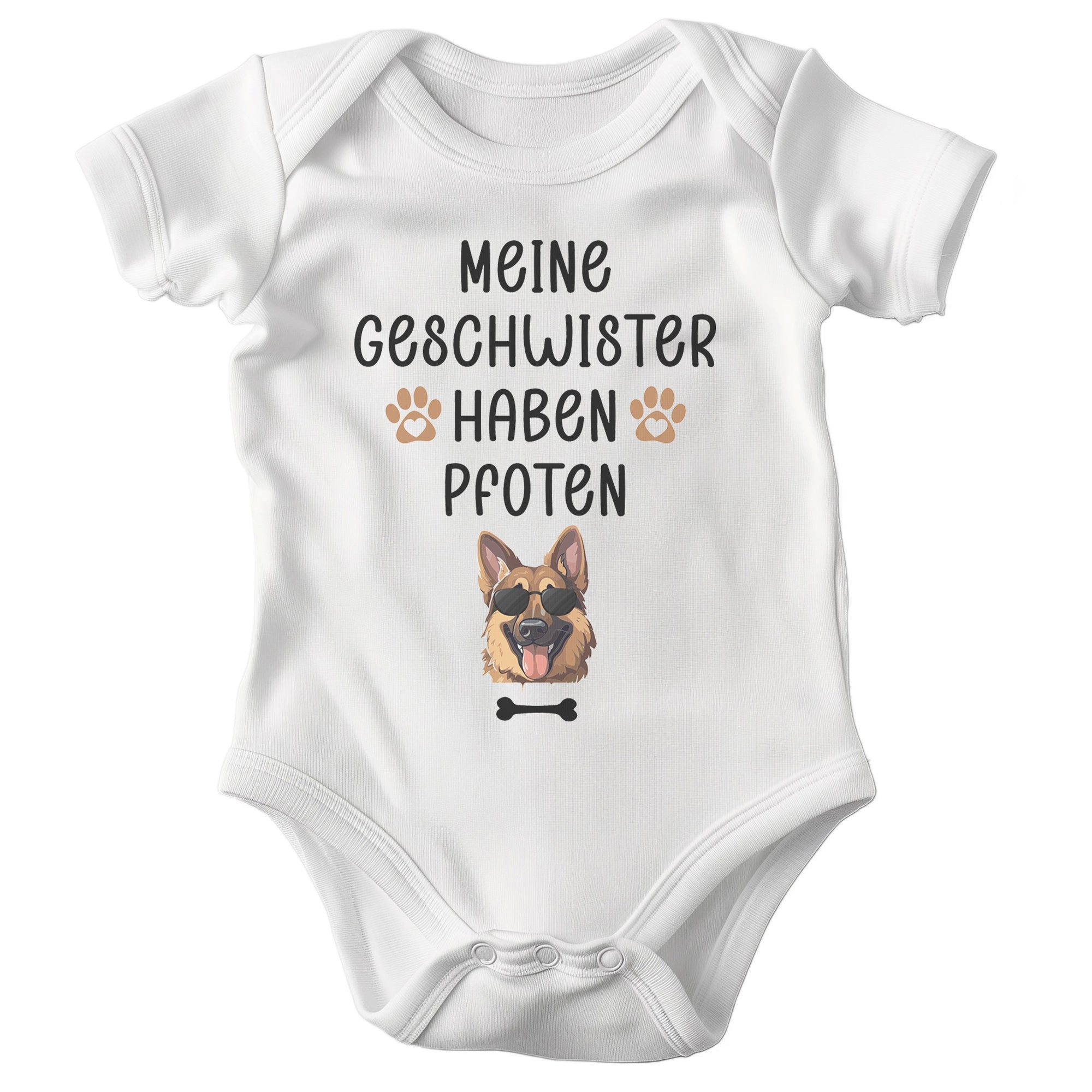 22Feels Kurzarmbody Bio Unisex Babybody Weiß Schäferhund Schutz Geschenk Geburtstag BIO-Baumwolle - In Deutschland Bedruckt - Niedlicher Print