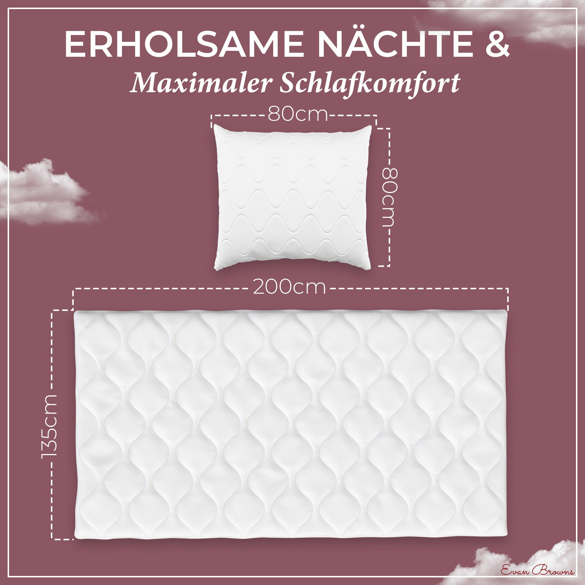 EVAN BROWNS Bettdecke + Kopfkissen EVAN BROWNS® Bettenset, Füllung: Silikon günstig online kaufen