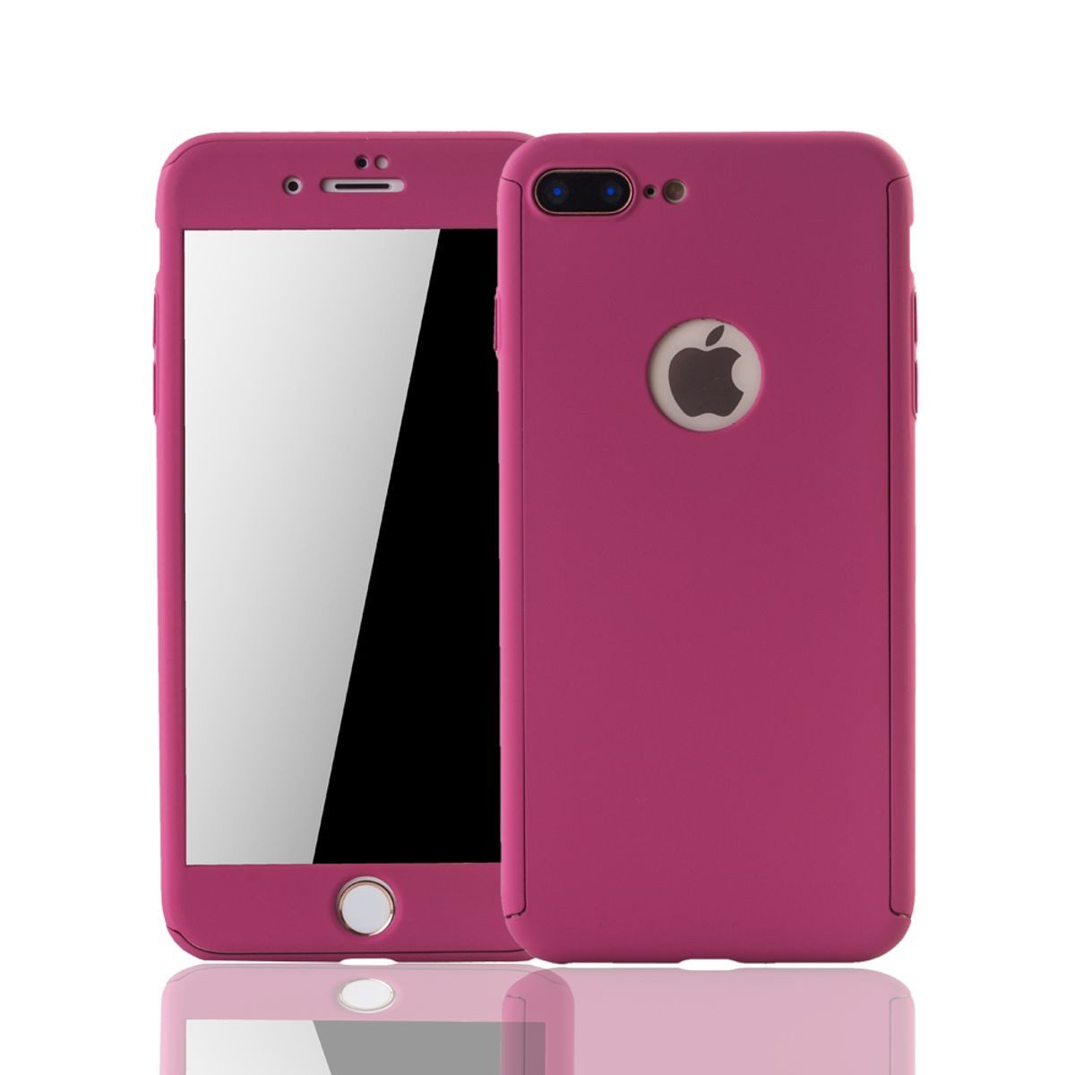 König Design Handyhülle Apple iPhone 7 Plus, Apple iPhone 7 Plus Handyhülle 360 Grad Schutz Full Cover Rosa