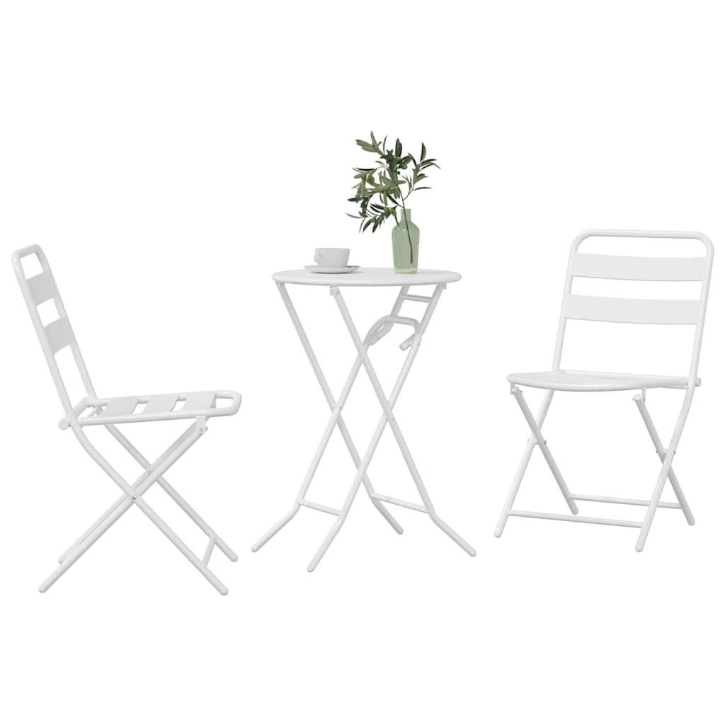 vidaXL Gartenlounge-Set Garten Bistro Set 3 stk. Weiß Stahl, (3-tlg)