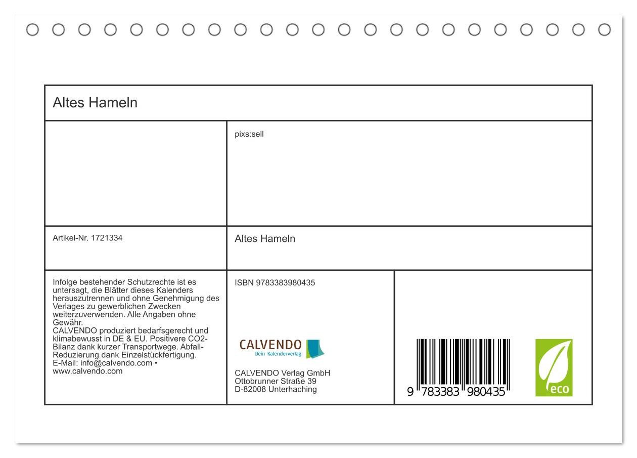 Thumbnail - CALVENDO Wandkalender Altes Hameln (Tischkalender 2025 DIN A5 quer), CALVENDO Monatskalender