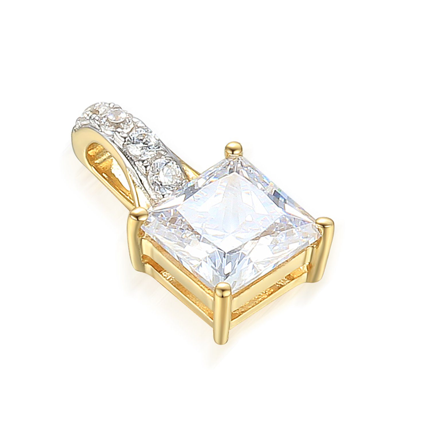 Collier 585er Gelbgold Anhänger mit Zirkonia (Square)