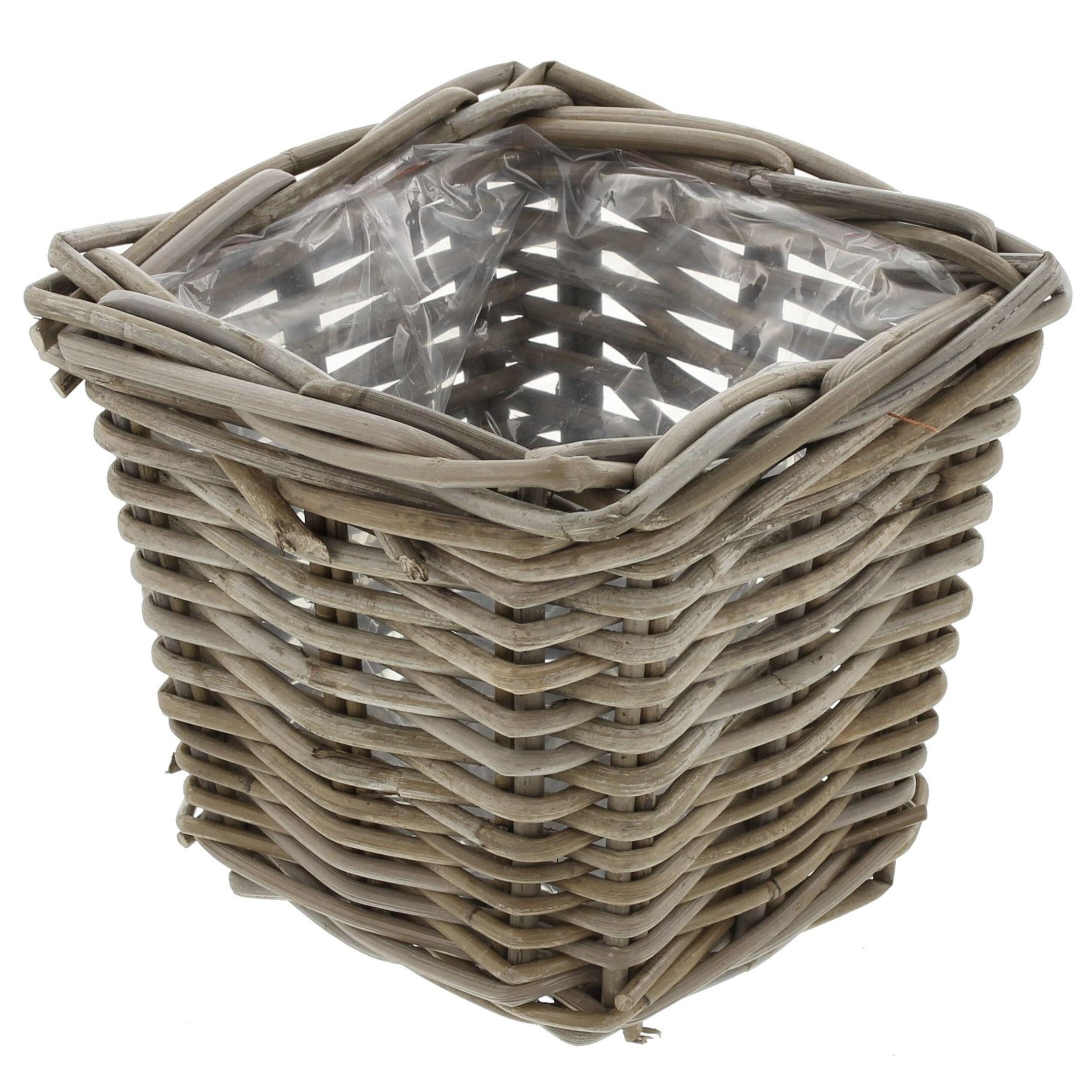 Allzweckkorb Pflanzkorb Koboo Grey Rattan quadratisch klein