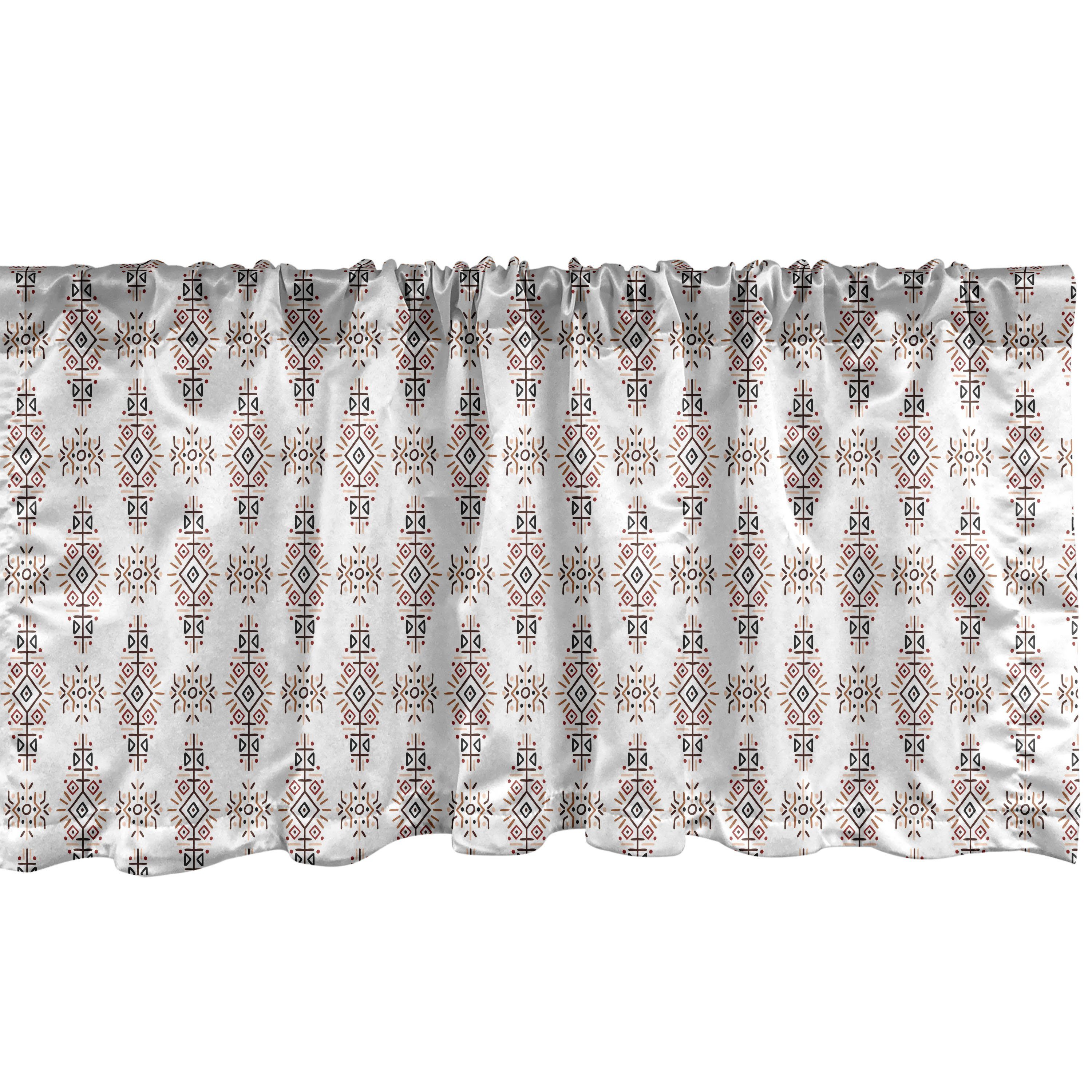 Scheibengardine Vorhang Volant für Küche Schlafzimmer Dekor mit Stangentasche, Abakuhaus, Microfaser, Ethnisch Primitive Hand gezeichnete Streifen