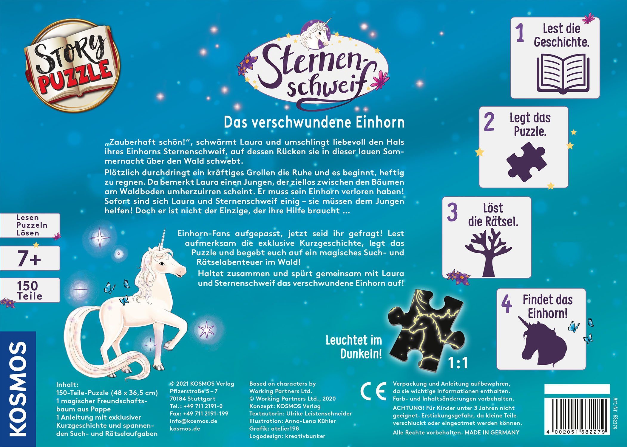 Made Puzzleteile, Das Sternenschweif, Germany Einhorn, Puzzle Kosmos StoryPuzzle, verschwundene 150 in