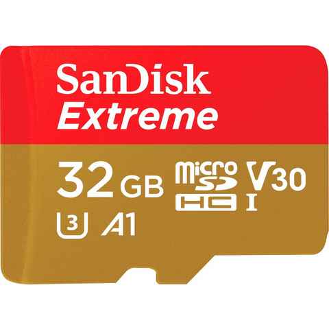 Sandisk Extreme microSDHC Speicherkarte (32 GB, UHS Class 3, 100 MB/s Lesegeschwindigkeit, SD-Adapter, Rescue Pro Deluxe)