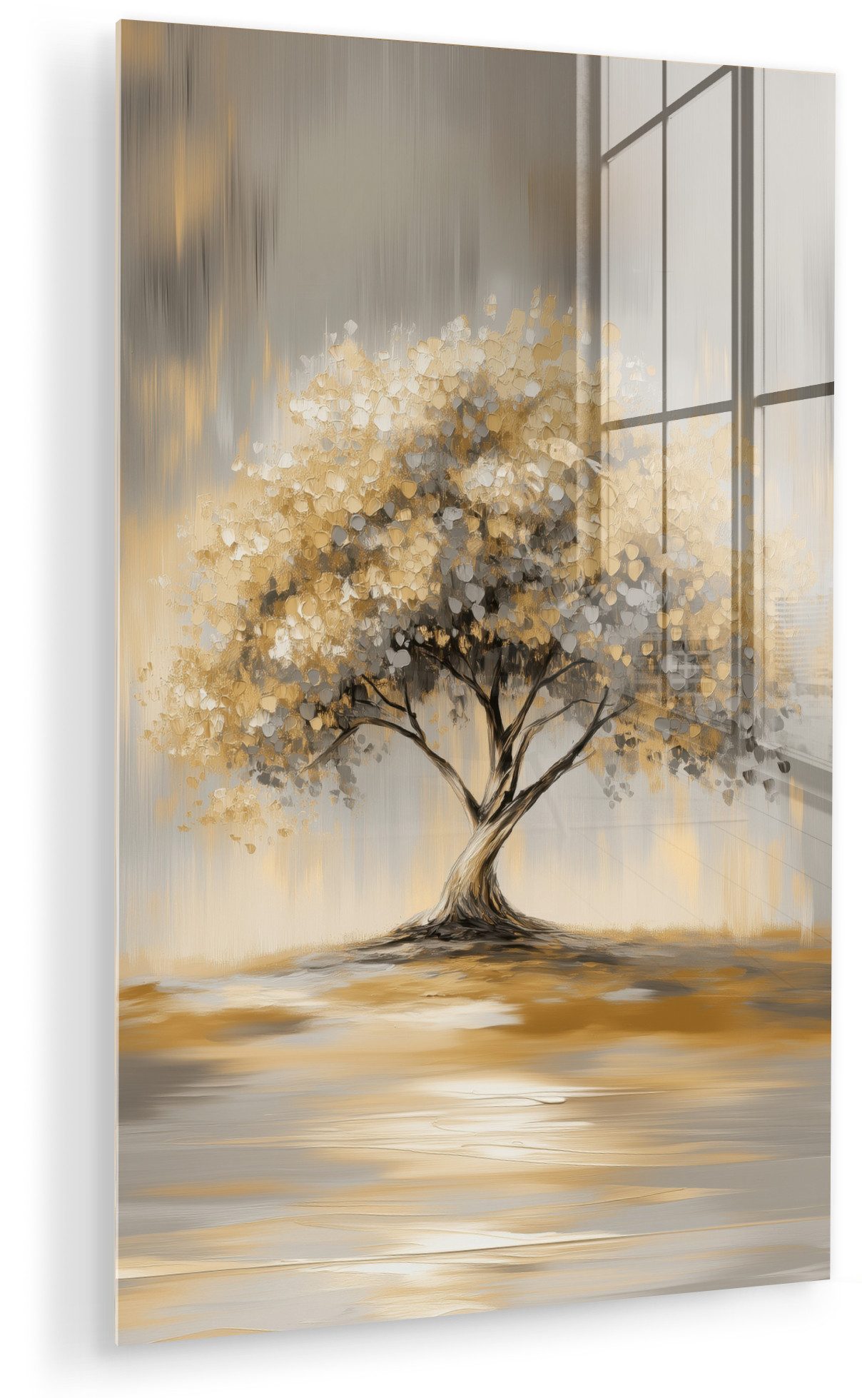 MuchoWow Acrylglasbild Kunstdrucke - Baum - Abstrakt - Blätter, Inkl. Aufhängung, Dekorative Bild für Küche & Wohnzimmer auf Glas, 20x30 cm