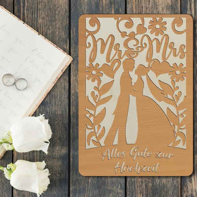 Namofactur Glückwunschkarte Glückwunschkarte zur Hochzeit aus Holz, Alles Gute zur Hochzeit, aus Holz