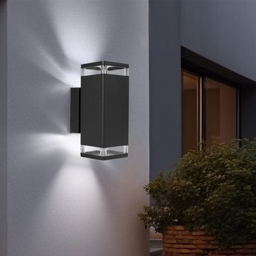 smartwares Außen-Wandleuchte, Leuchtmittel nicht inklusive, Wandleuchte Außenlampe Up Down Strahler Aluminium schwarz L 23,5 cm