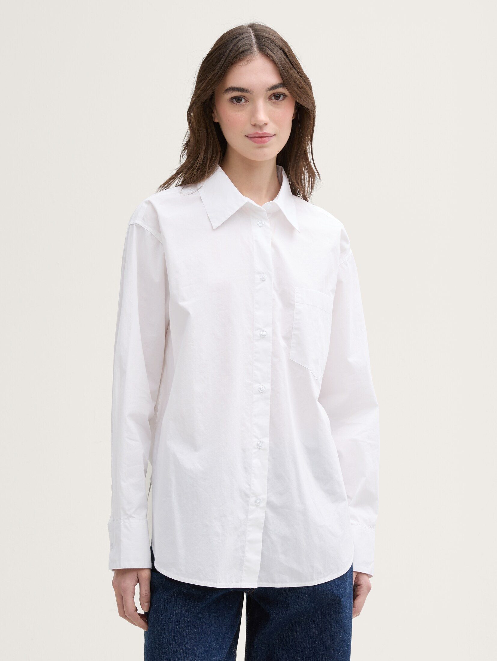 TOM TAILOR Denim Langarmbluse Blusen & Shirts Oversize Hemdbluse mit Brusttasche