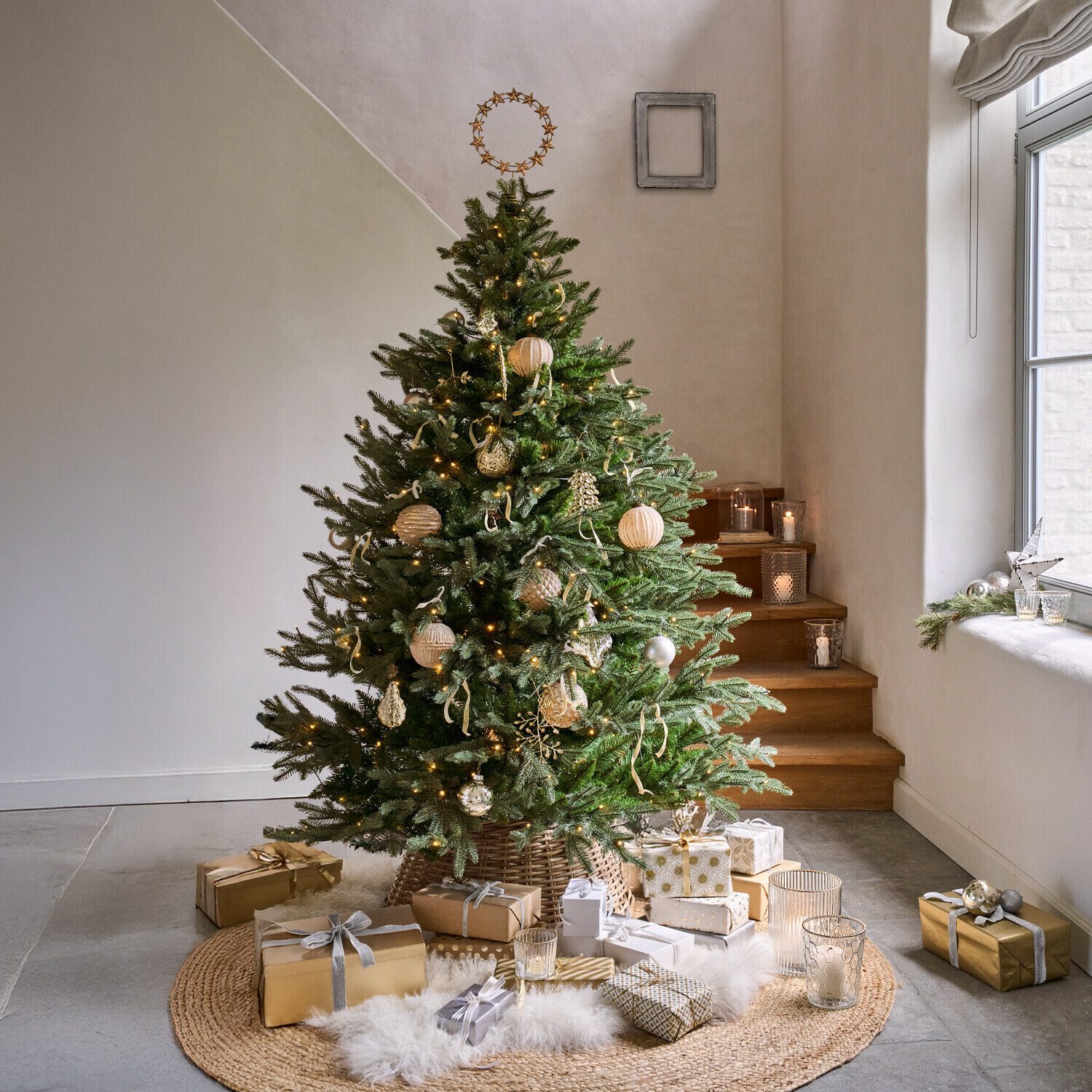 Mirabeau Christbaumschmuck Weihnachtskugel 6er Set Eirelyn creme/gold