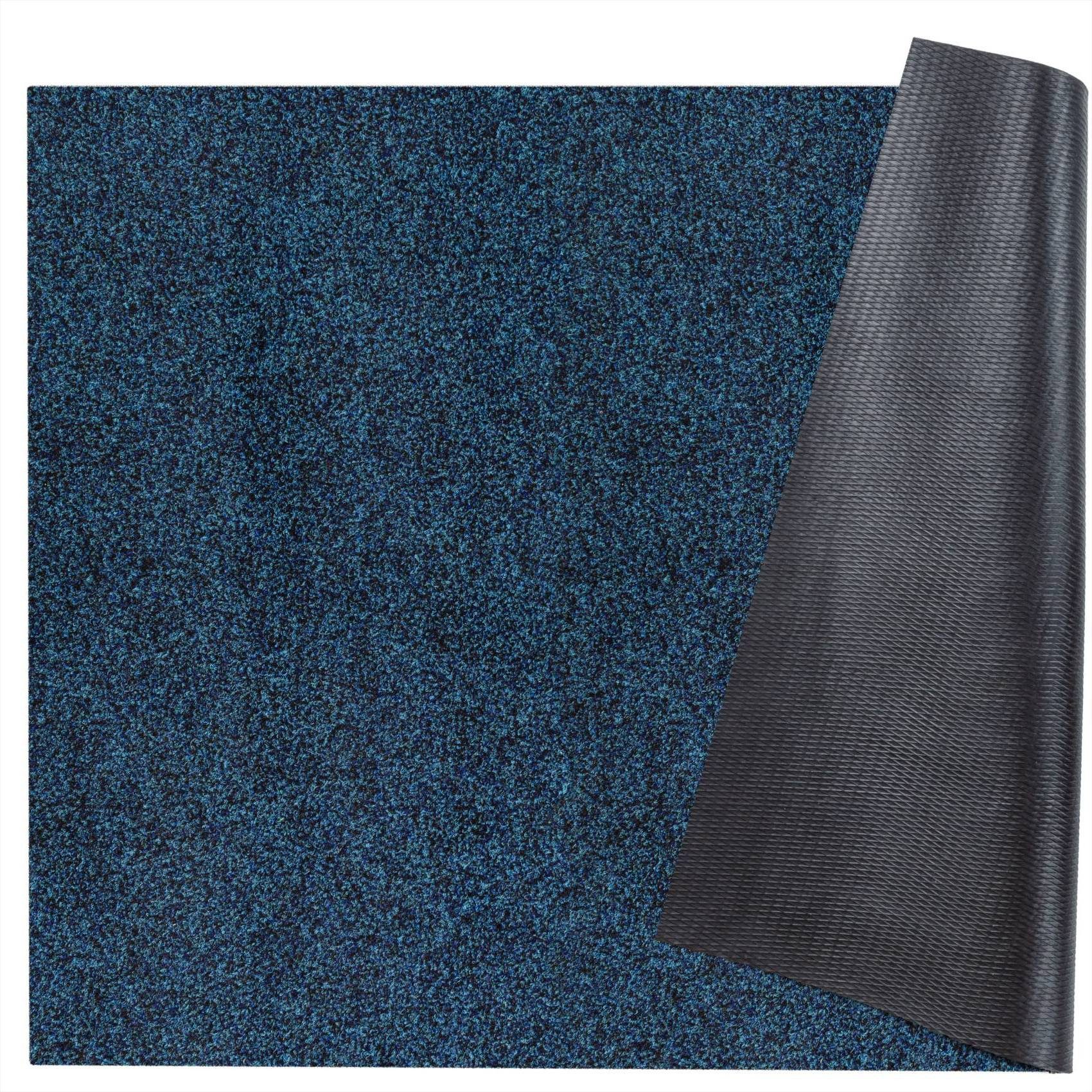 ANRO Läufer Teppichläufer POET Sauberlaufmatte Fußmatte Teppich Läufer, eckig, Höhe: 5 mm, Bodenläufer 100x100cm Meliert Blau Breite 100cm